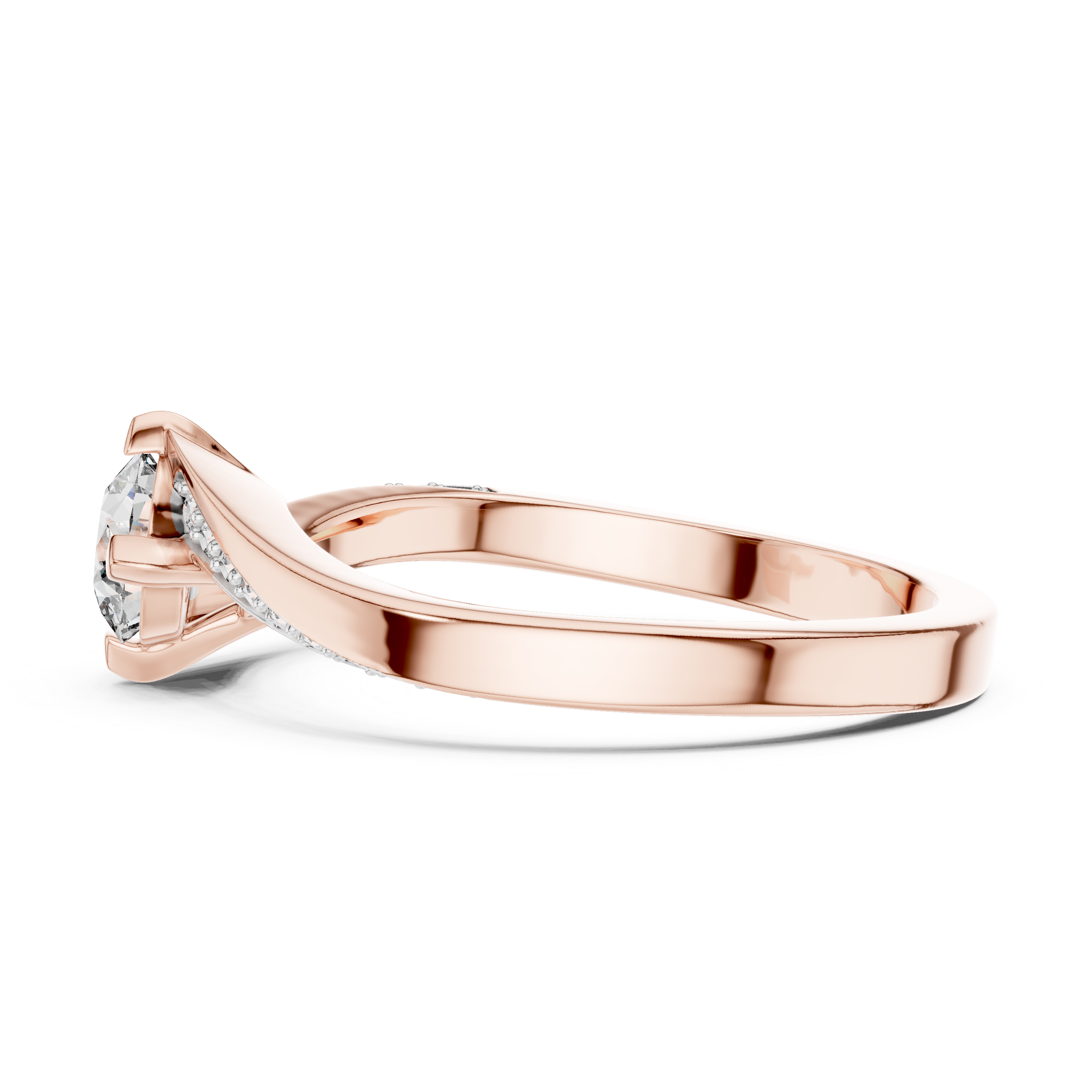 Round Brilliant Twisted Bypass Solitaire Ring
