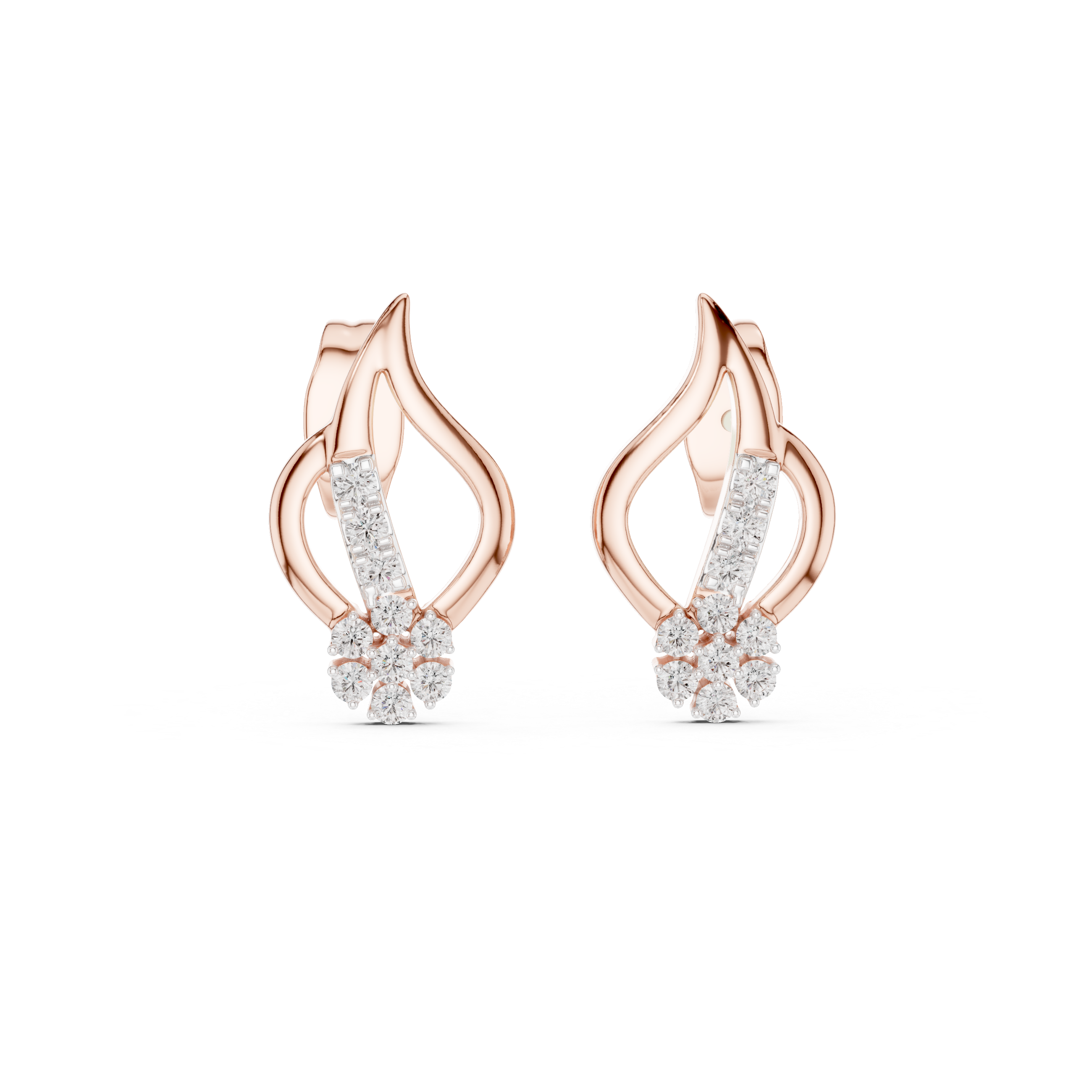 Abstract Wave Flower Stud Earrings