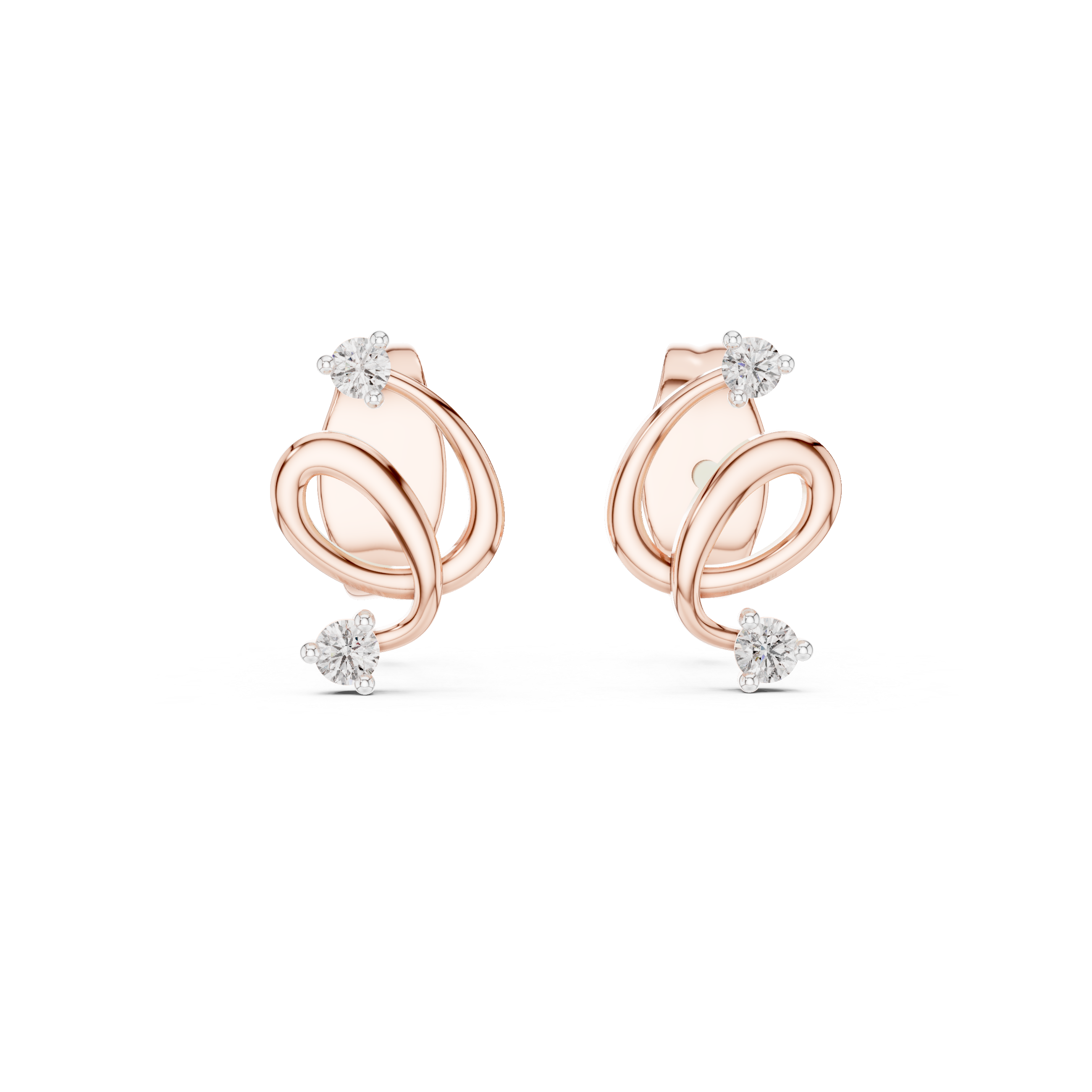 Elegant Spiral Ribbon Stud Earrings
