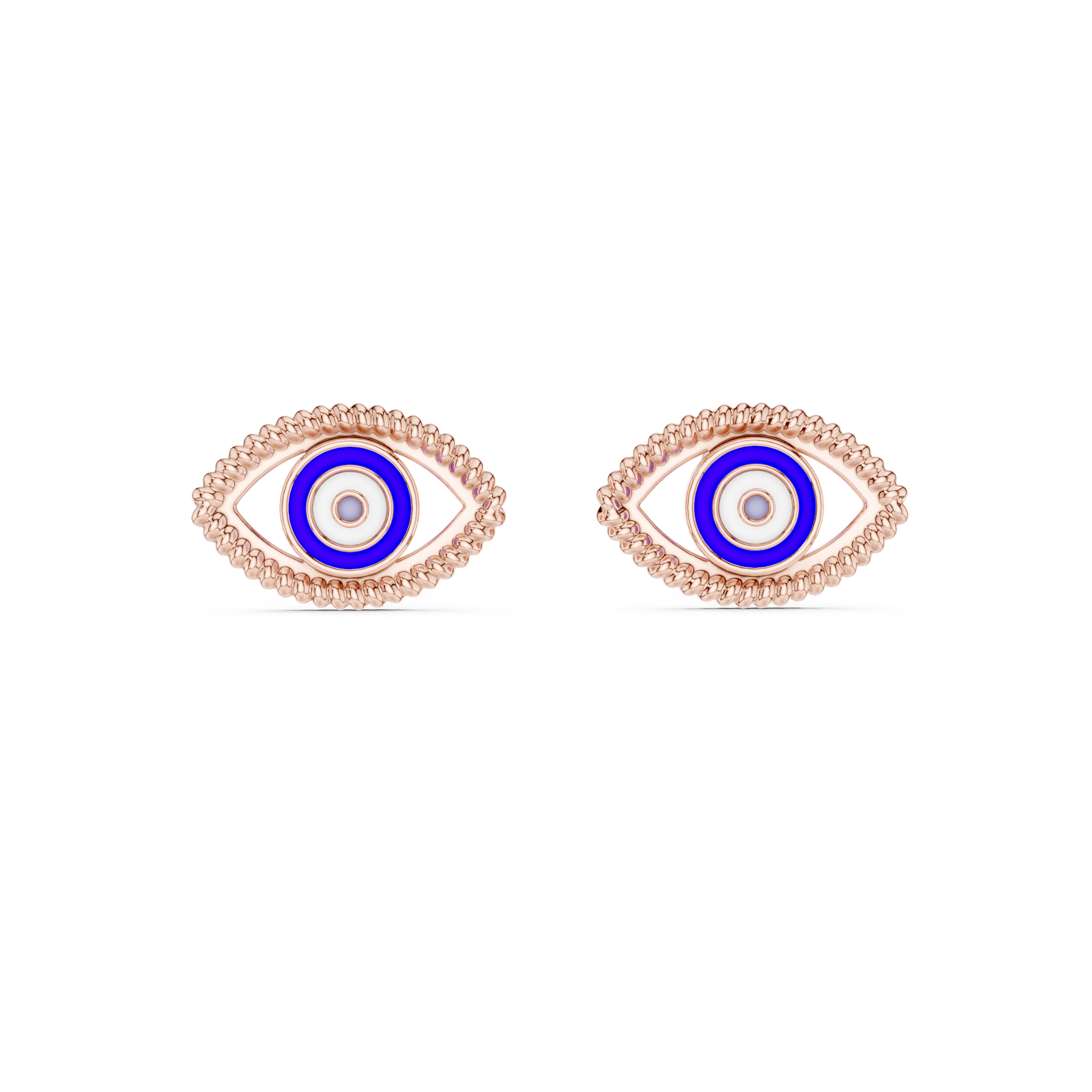 Greek Evil Eye Mediterranean Blue Enamel Stud Earrings