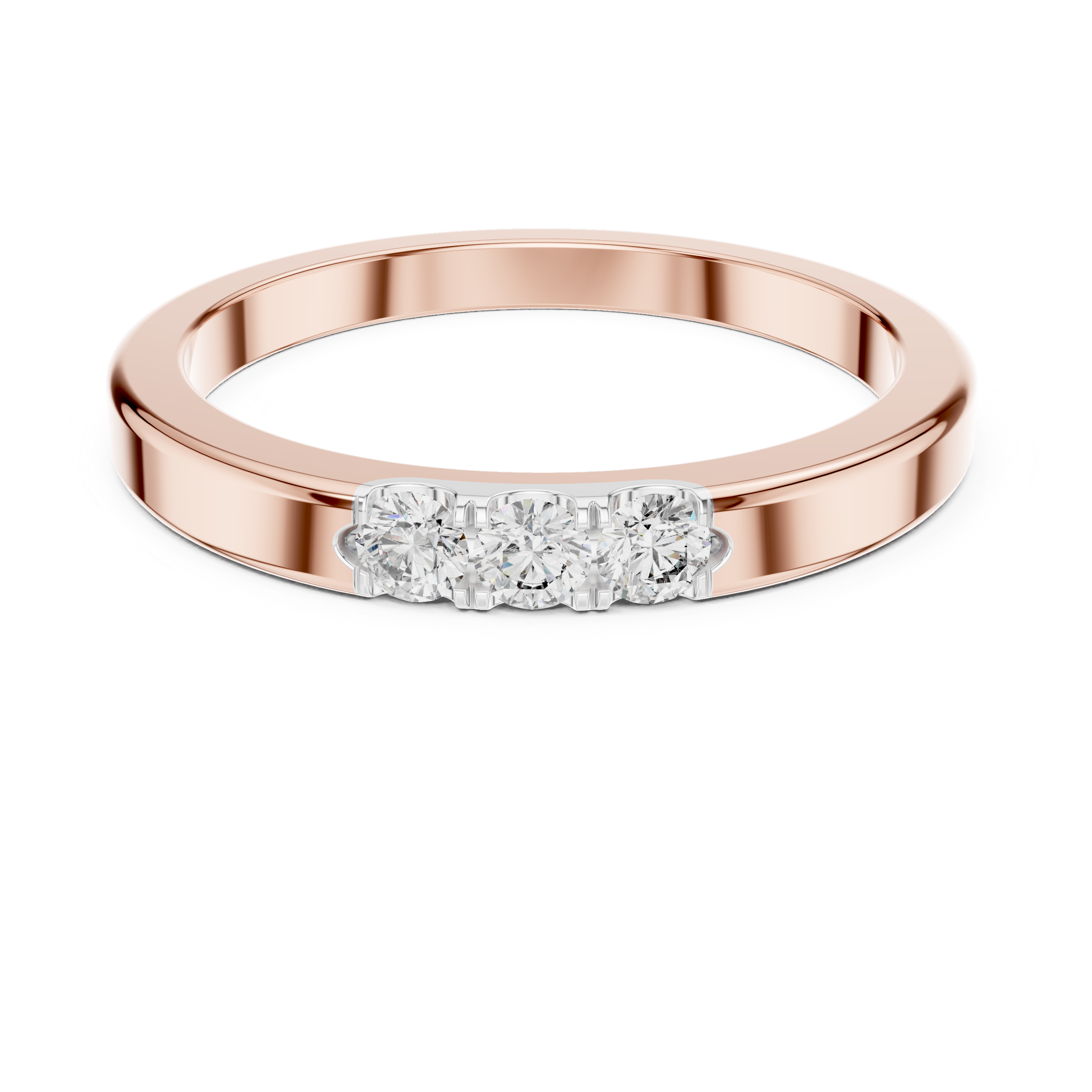 Trilogy Shared-Prong Ring - Three-Stone Diamond Band