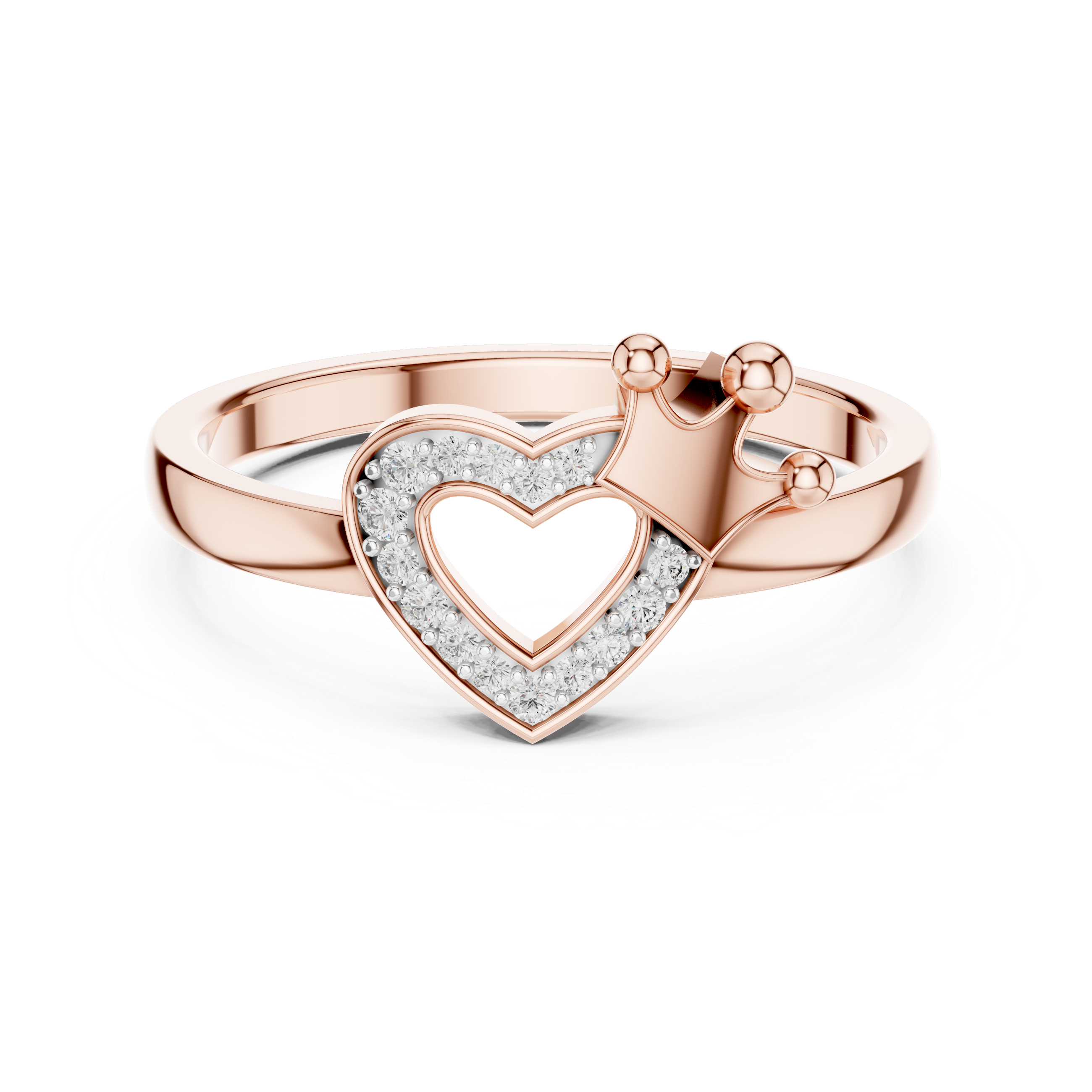 Royal Heart Crown Ring | Tiara Silhouette Bypass Ring