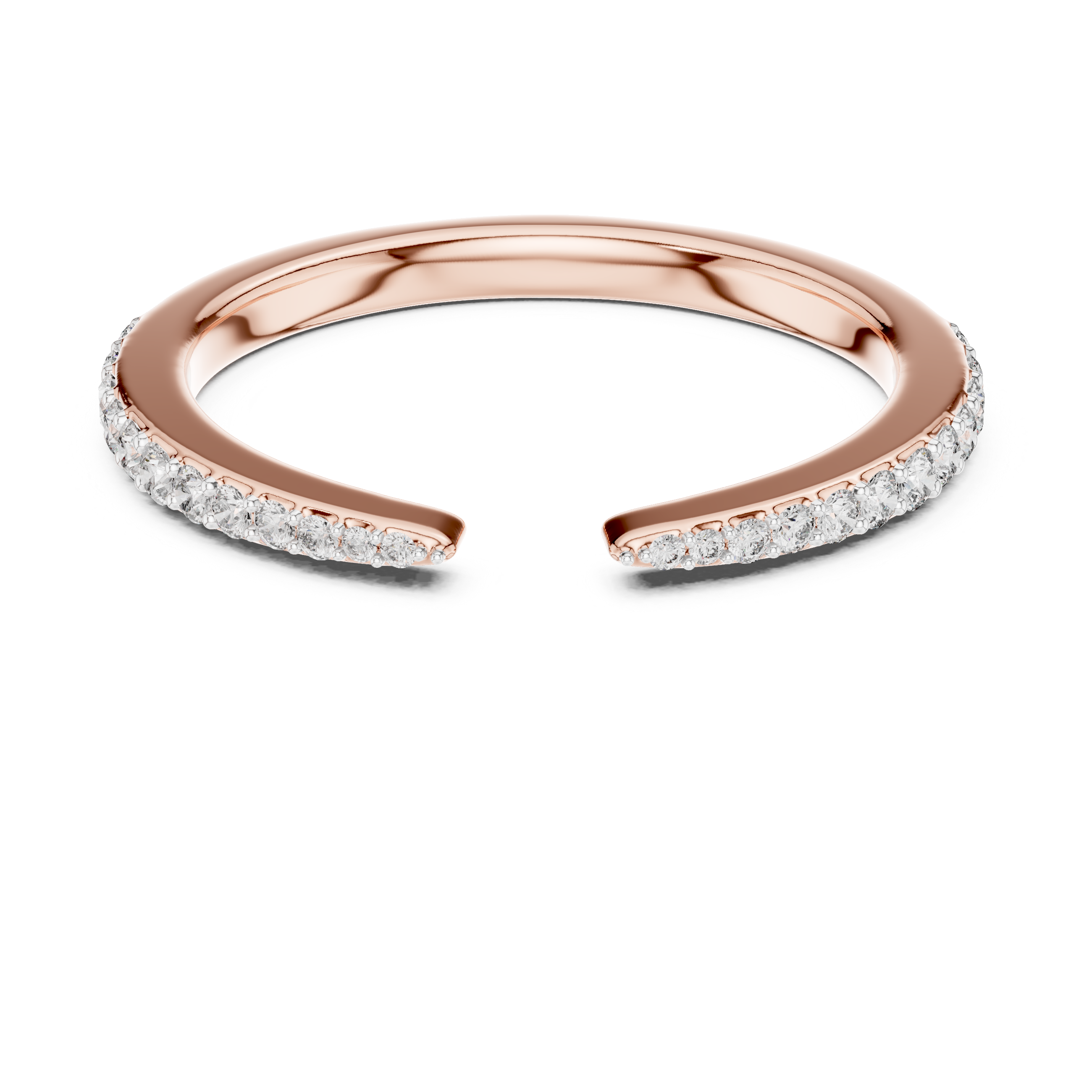 Floating Pave Split Stacking Ring - Open Cuff Diamond