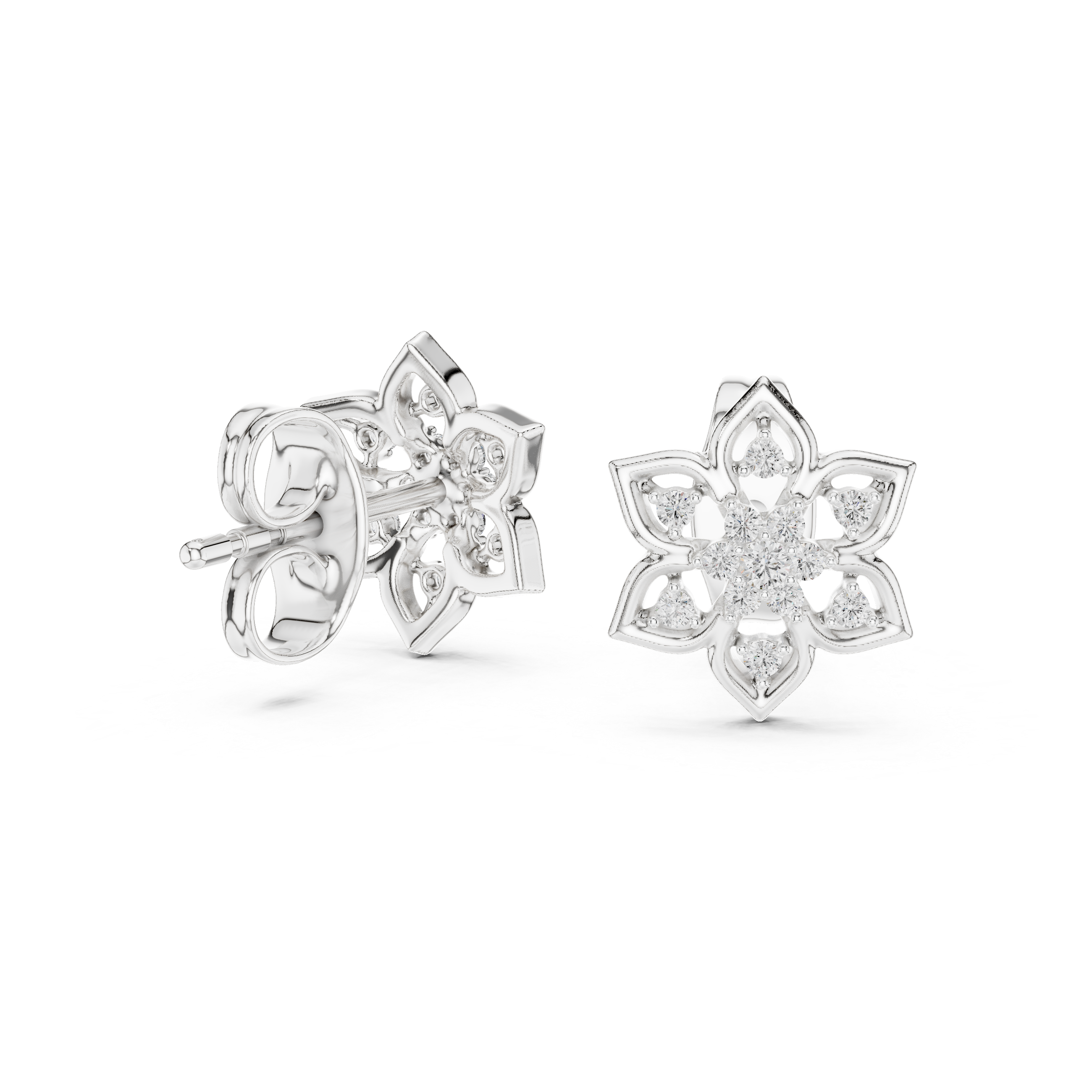 Bloom Eternal Lotus Diamond Stud Earrings