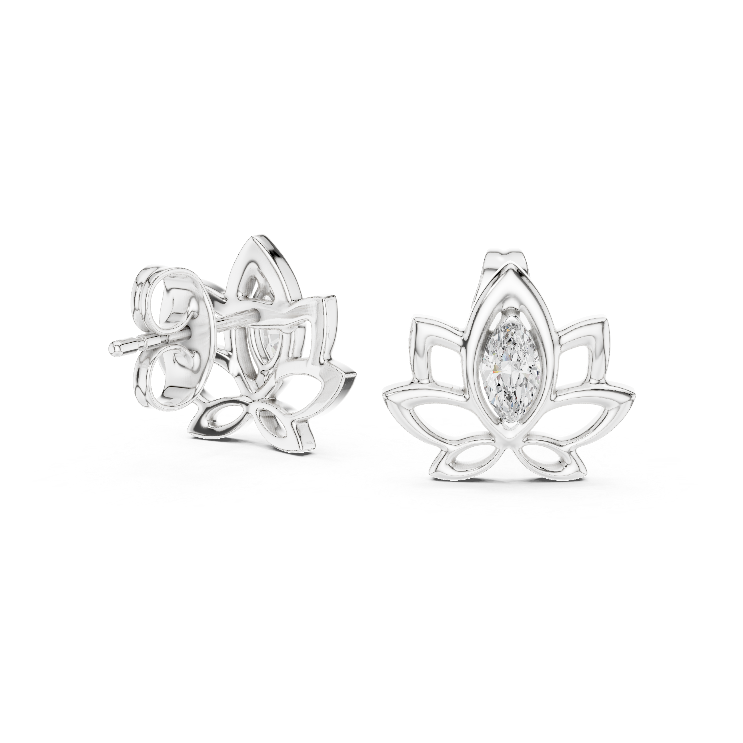 Elegant Lotus Marquise Stud Earrings