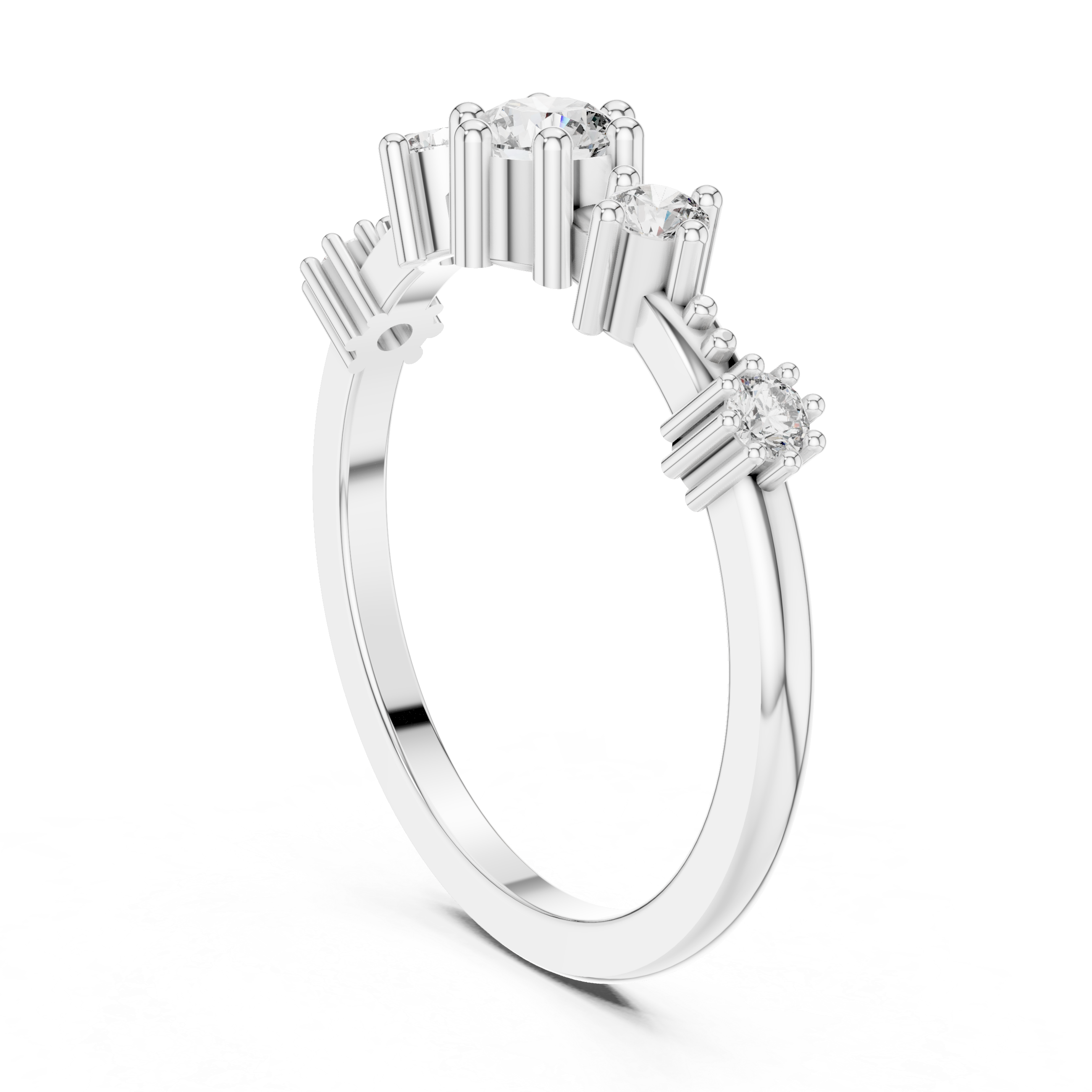 Diamond Shared Prong Ring - (Prong Set Wedding Band)