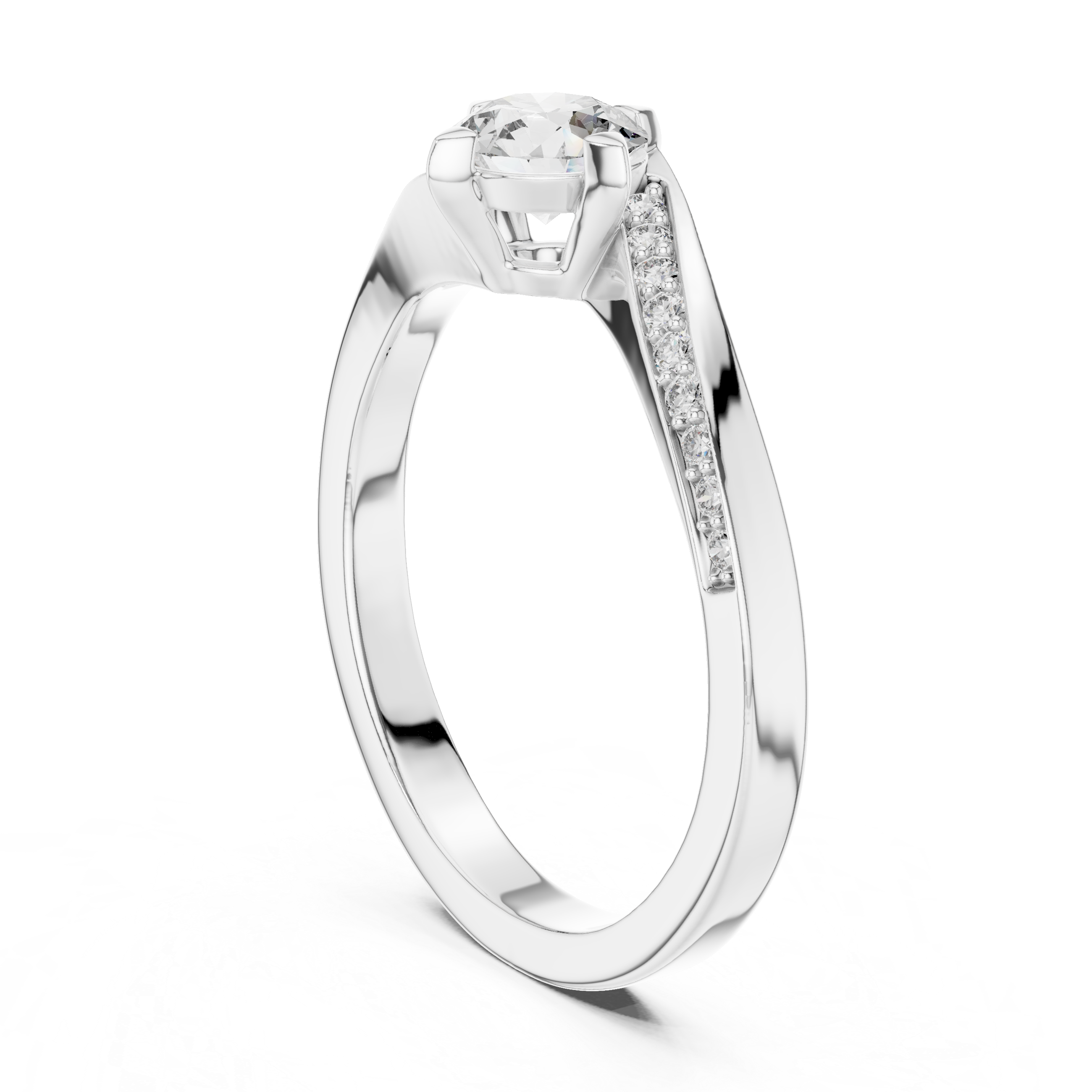 Round Brilliant Twisted Bypass Solitaire Ring