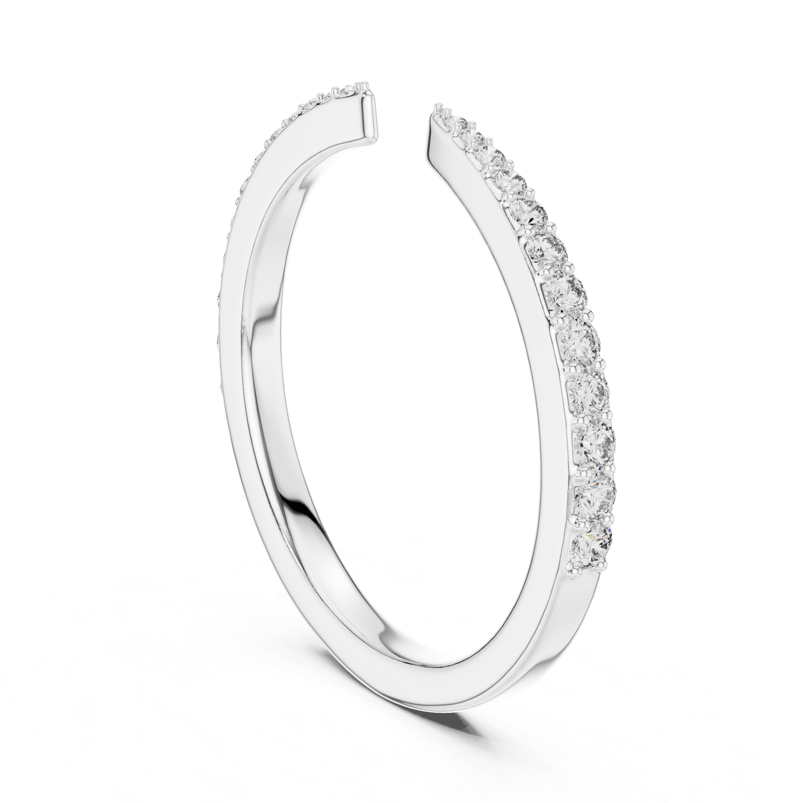 Floating Pave Split Stacking Ring - Open Cuff Diamond