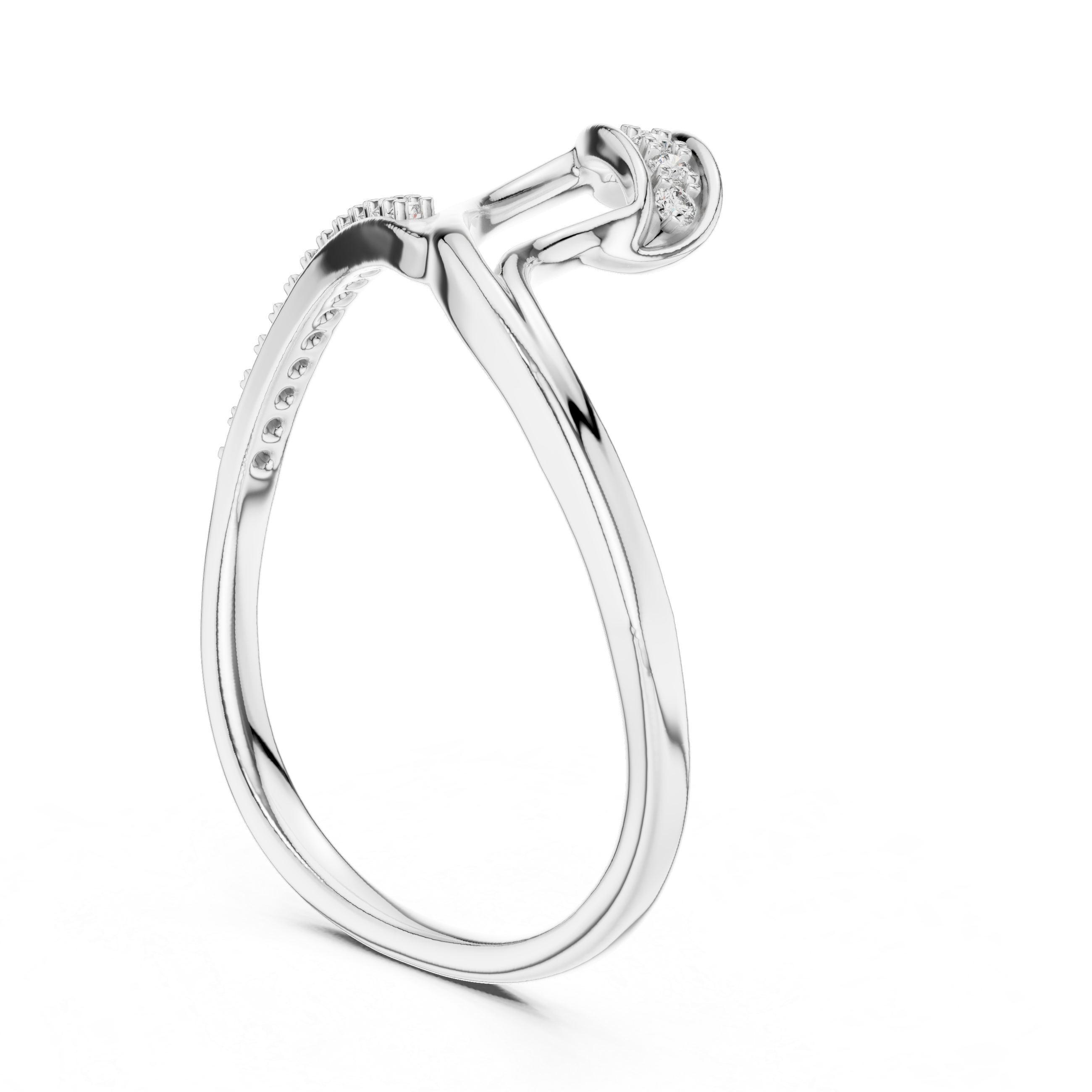 Abstract Wave Floating Diamond Bypass Ring