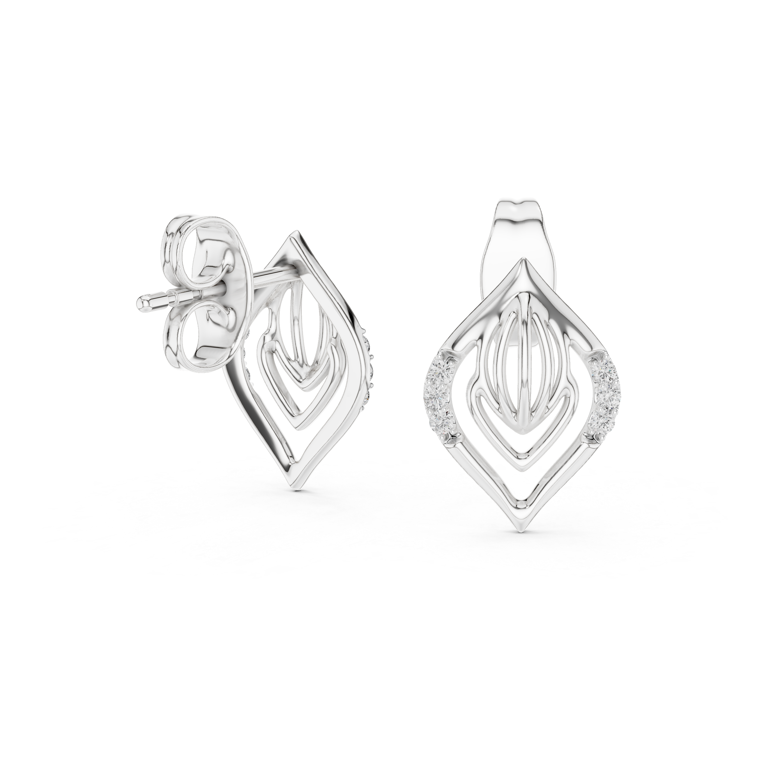 Architectural Leaf Chevron Stud Earrings