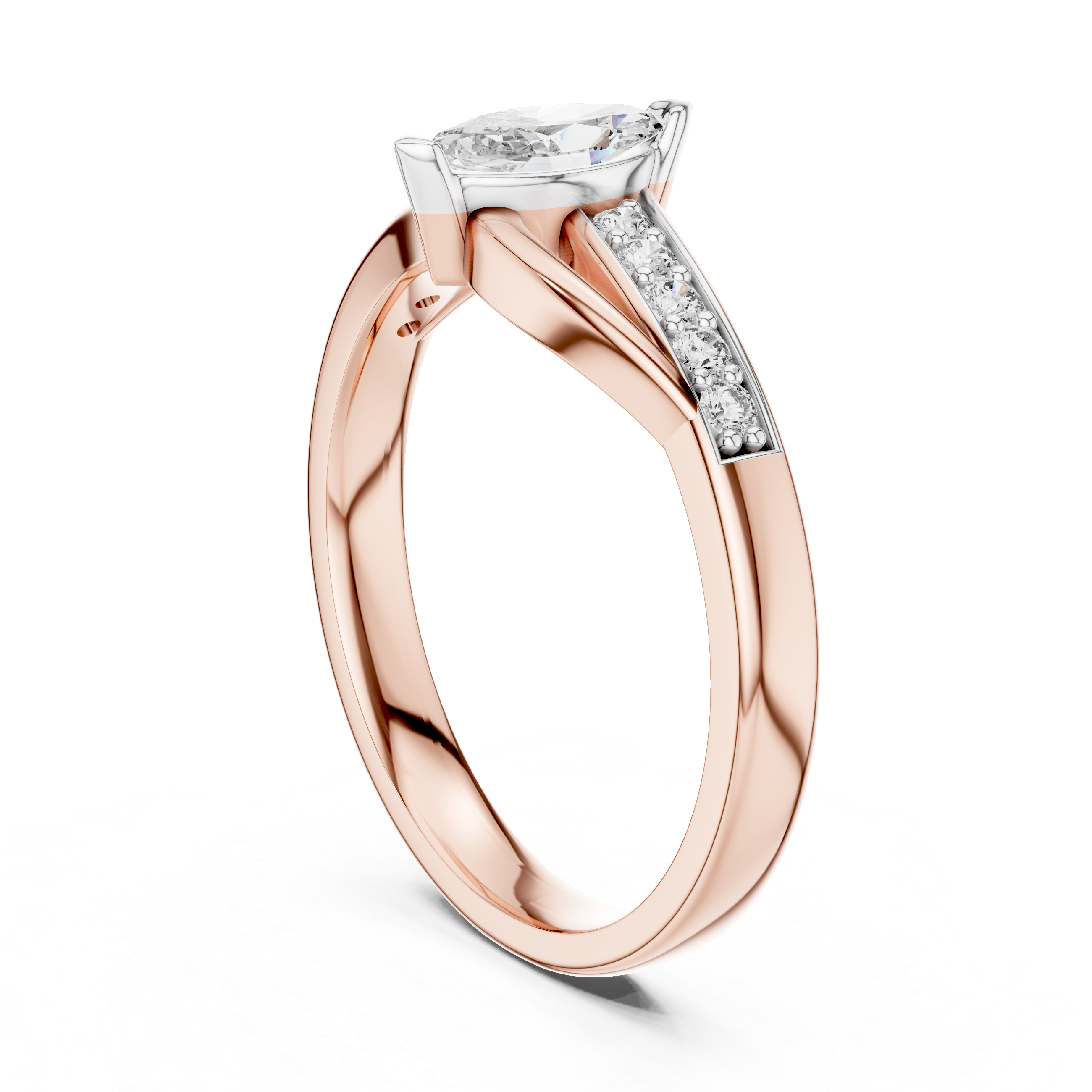 Marquise Cut Diamond Bypass Sweep Ring