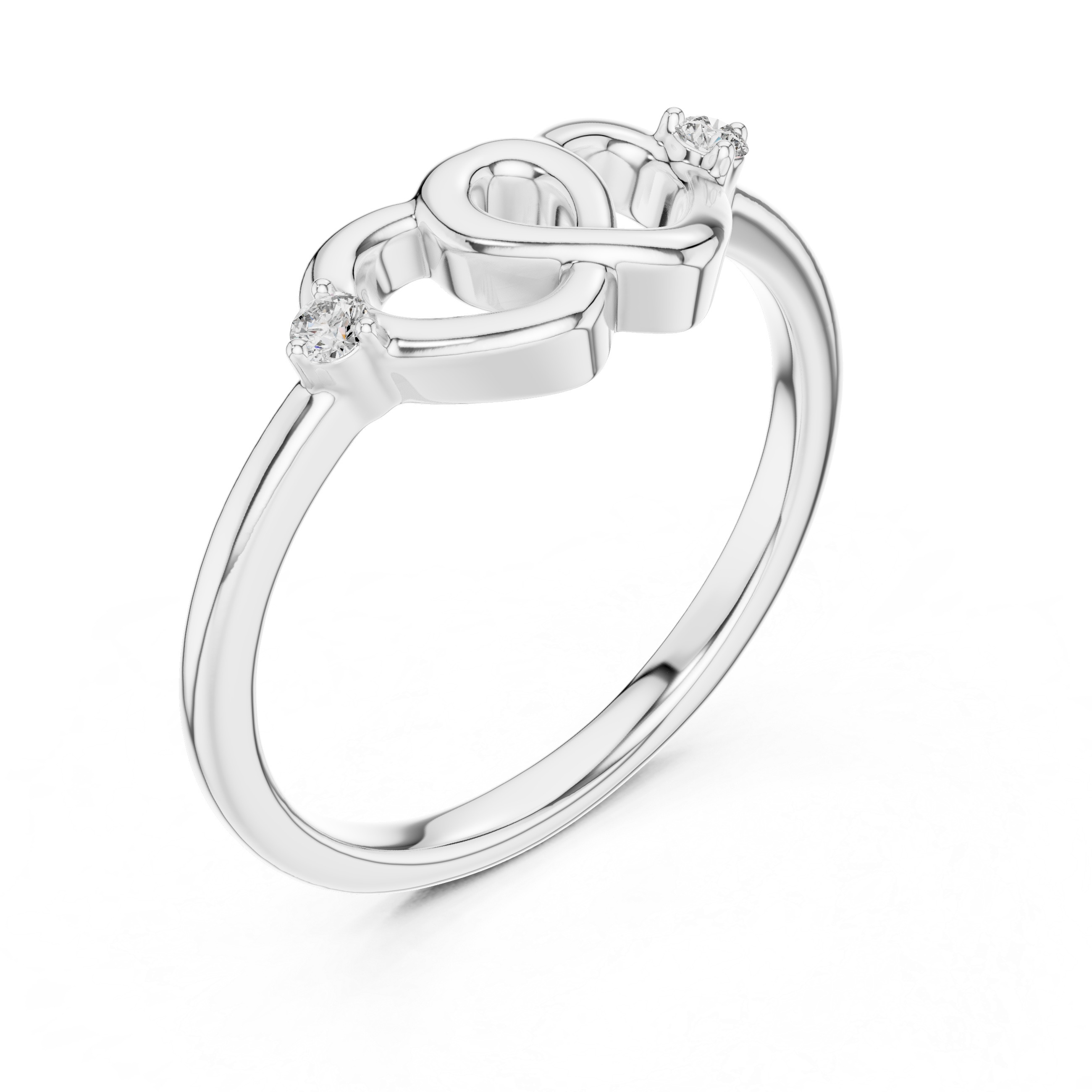 Interlocking Twin Heart Diamond Ring