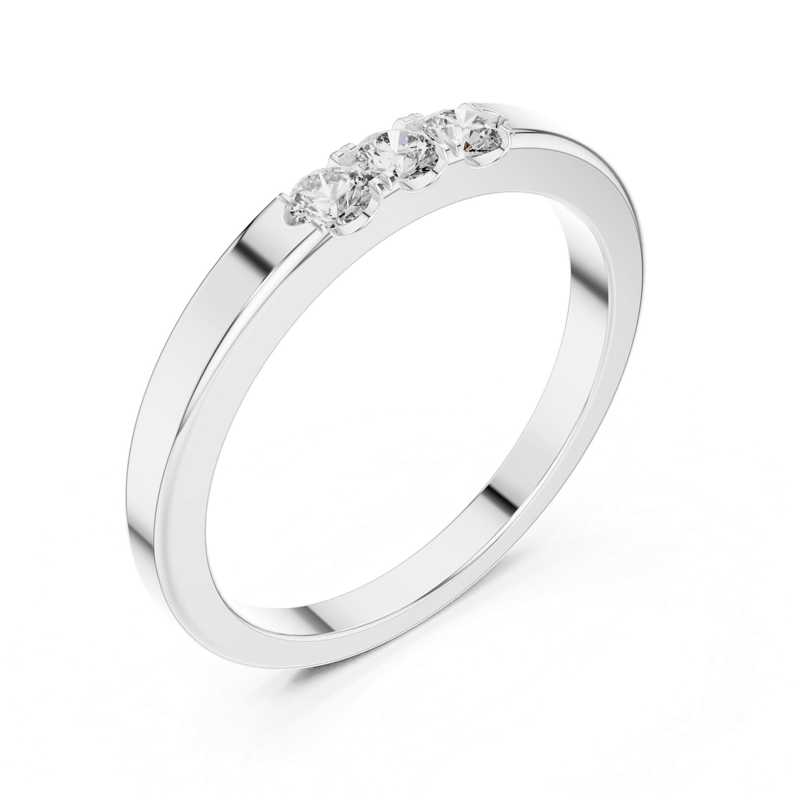 Trilogy Shared-Prong Ring - Three-Stone Diamond Band