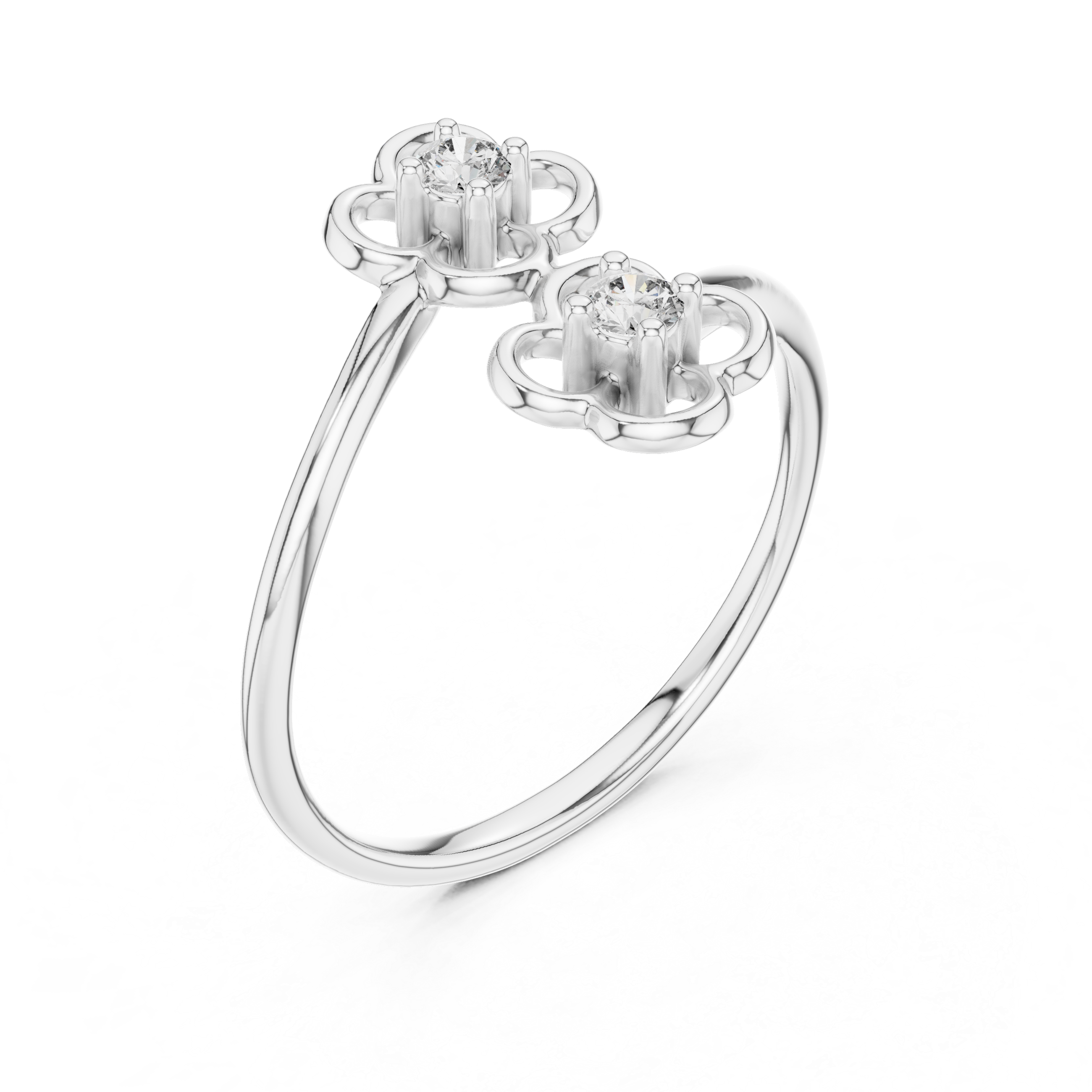 Toi et Moi Floral Open Bypass Ring