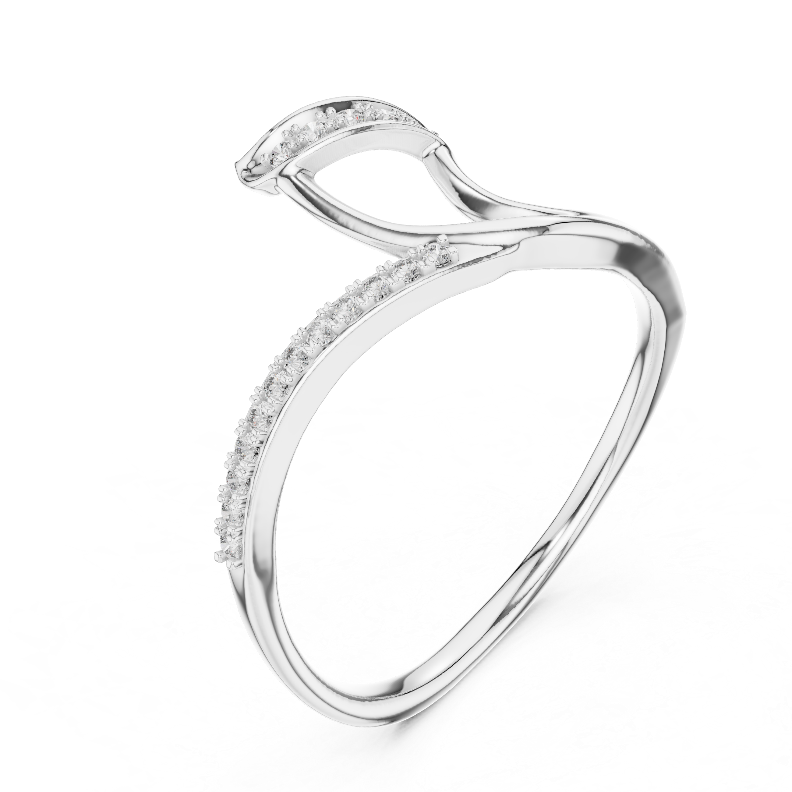 Abstract Wave Floating Diamond Bypass Ring