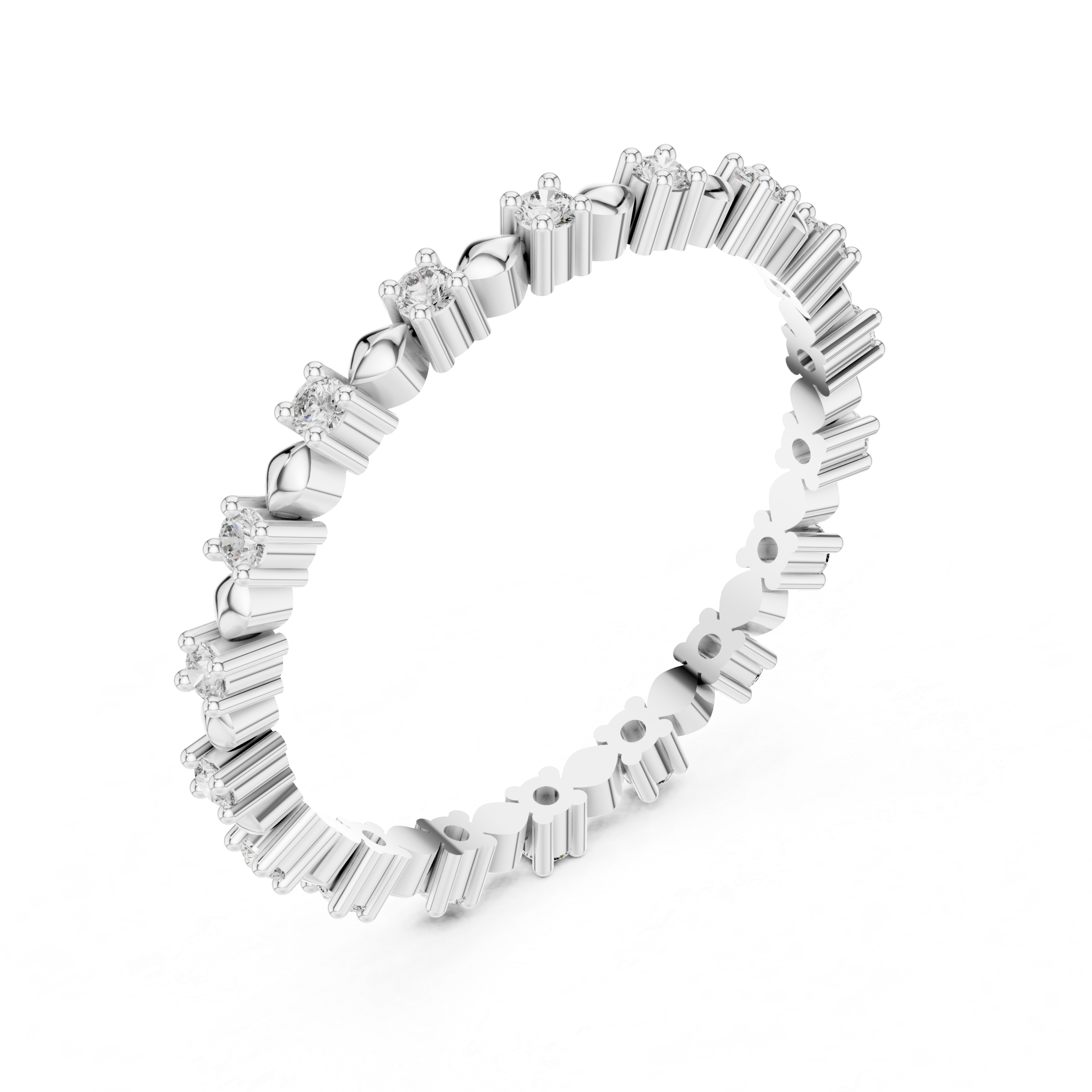 Alternating Marquis Bead & Collet Eternity Band