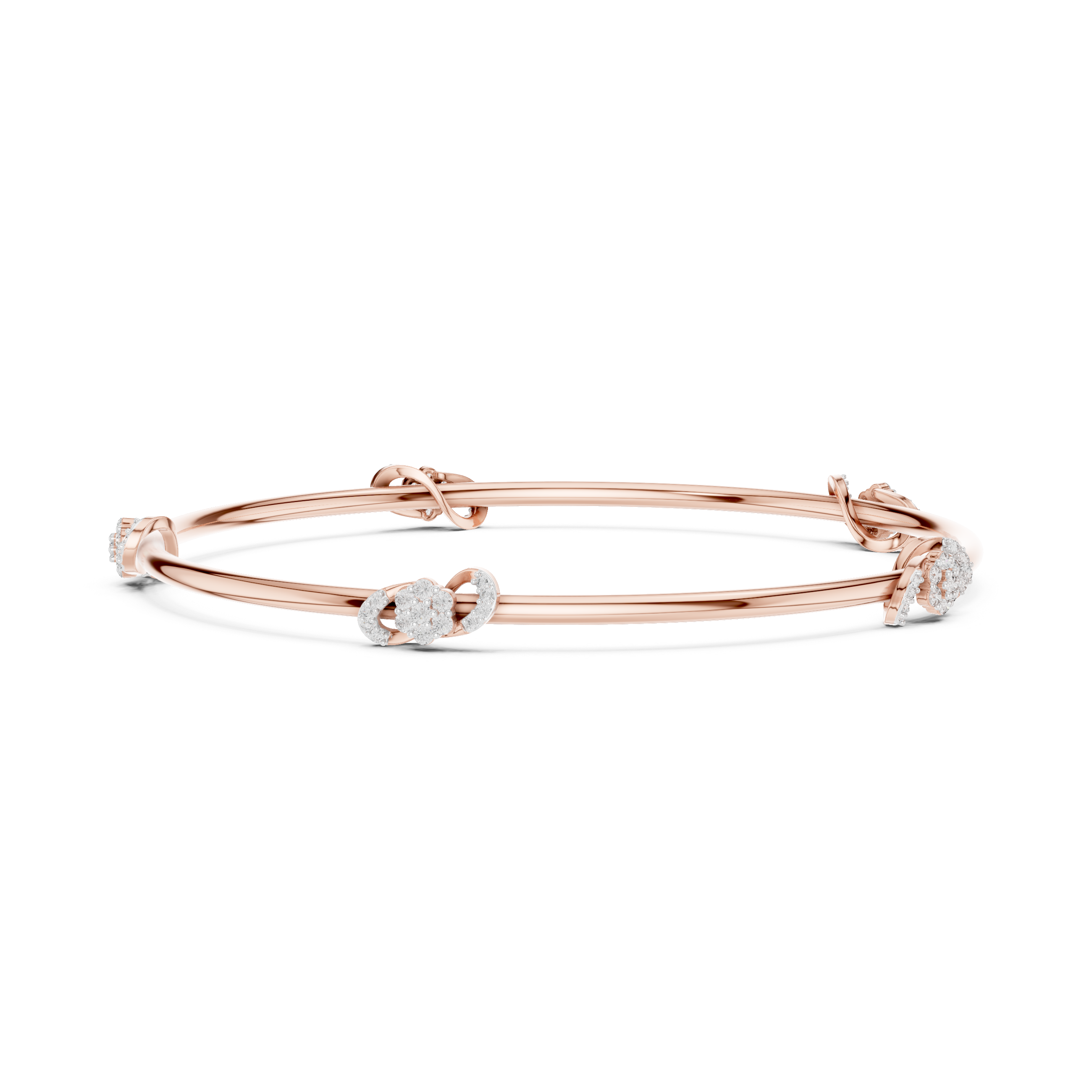 Multi-Station Diamond Flower Knot Station Bangle