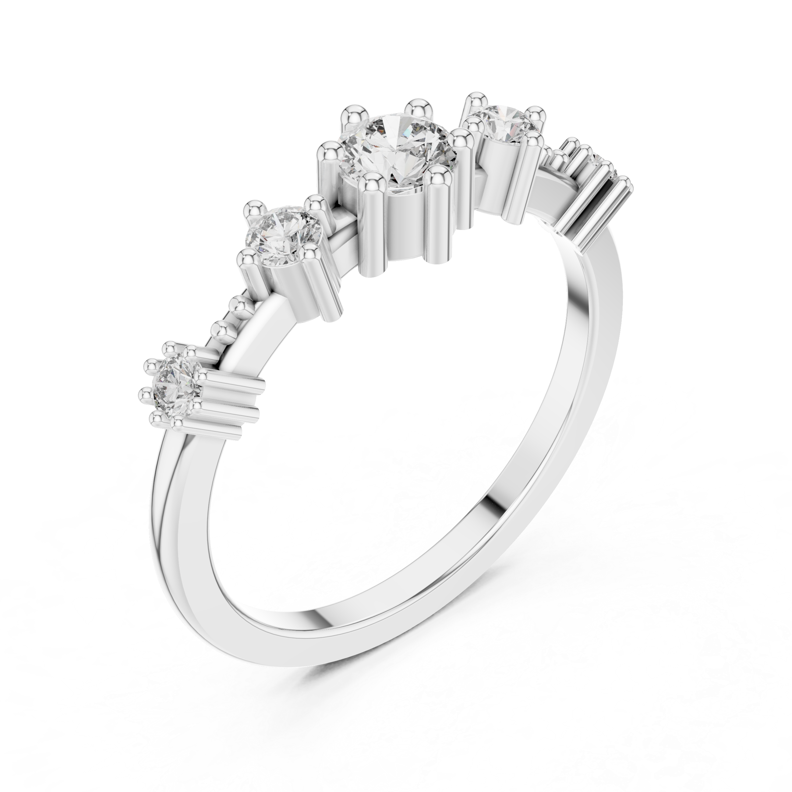 Diamond Shared Prong Ring - (Prong Set Wedding Band)