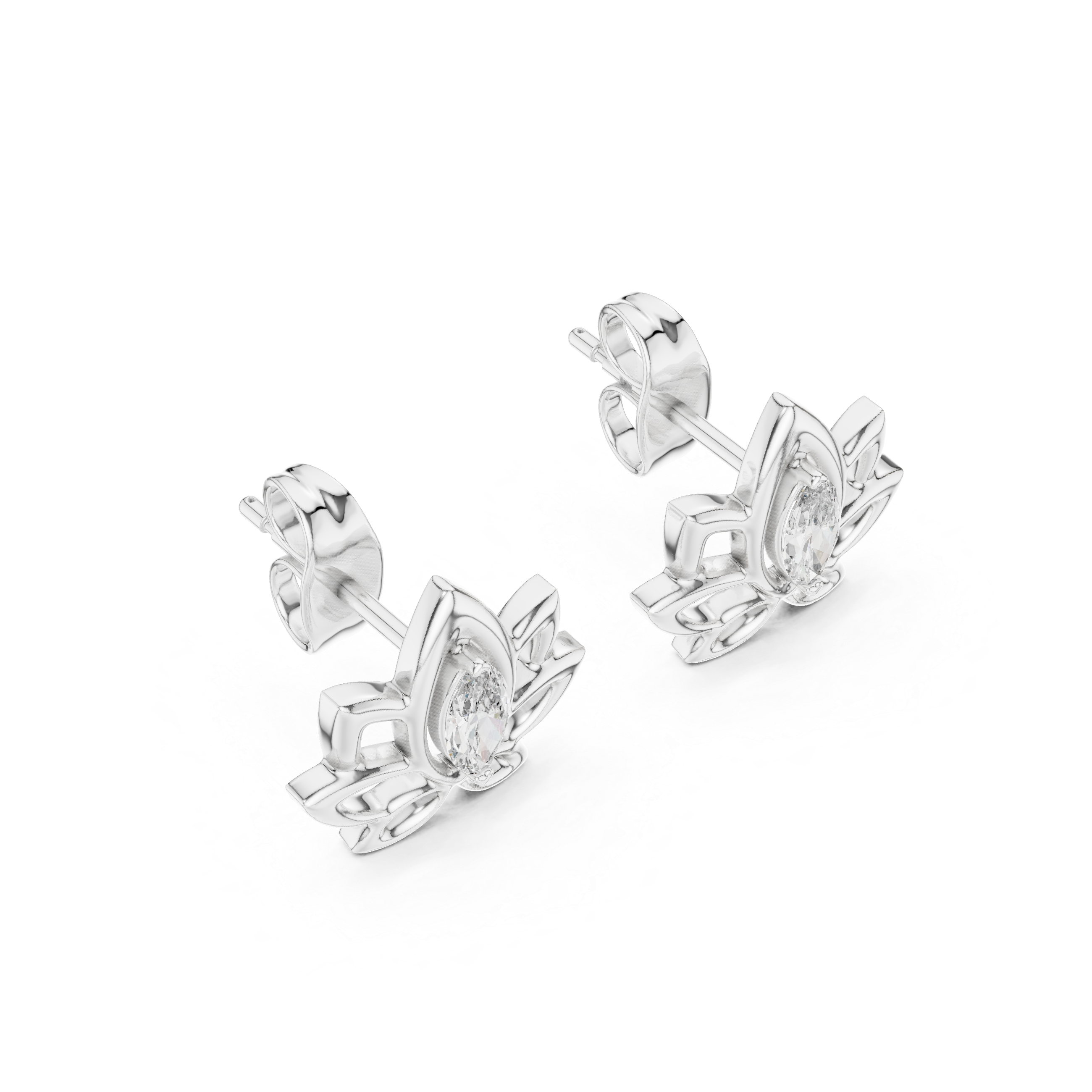 Elegant Lotus Marquise Stud Earrings