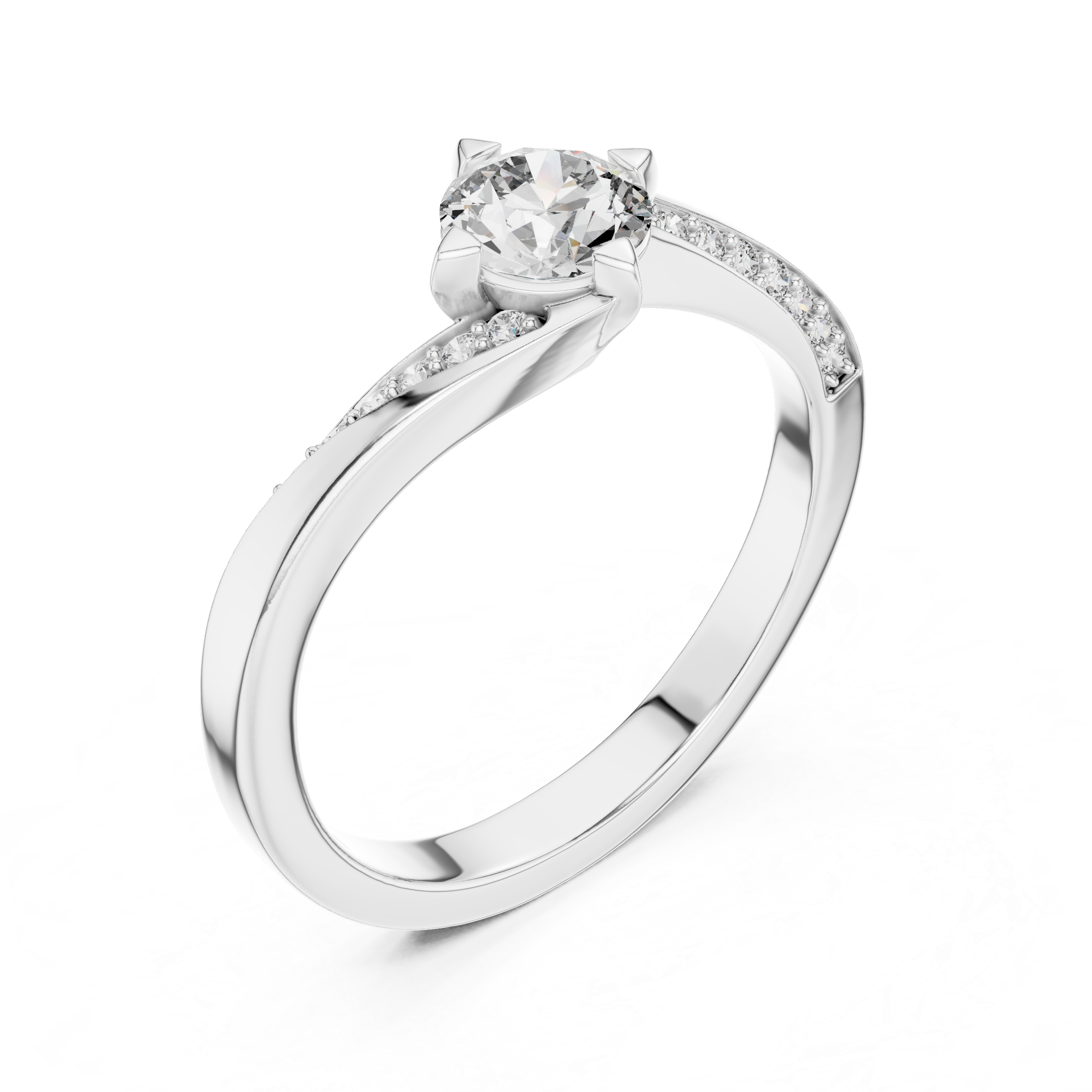 Round Brilliant Twisted Bypass Solitaire Ring