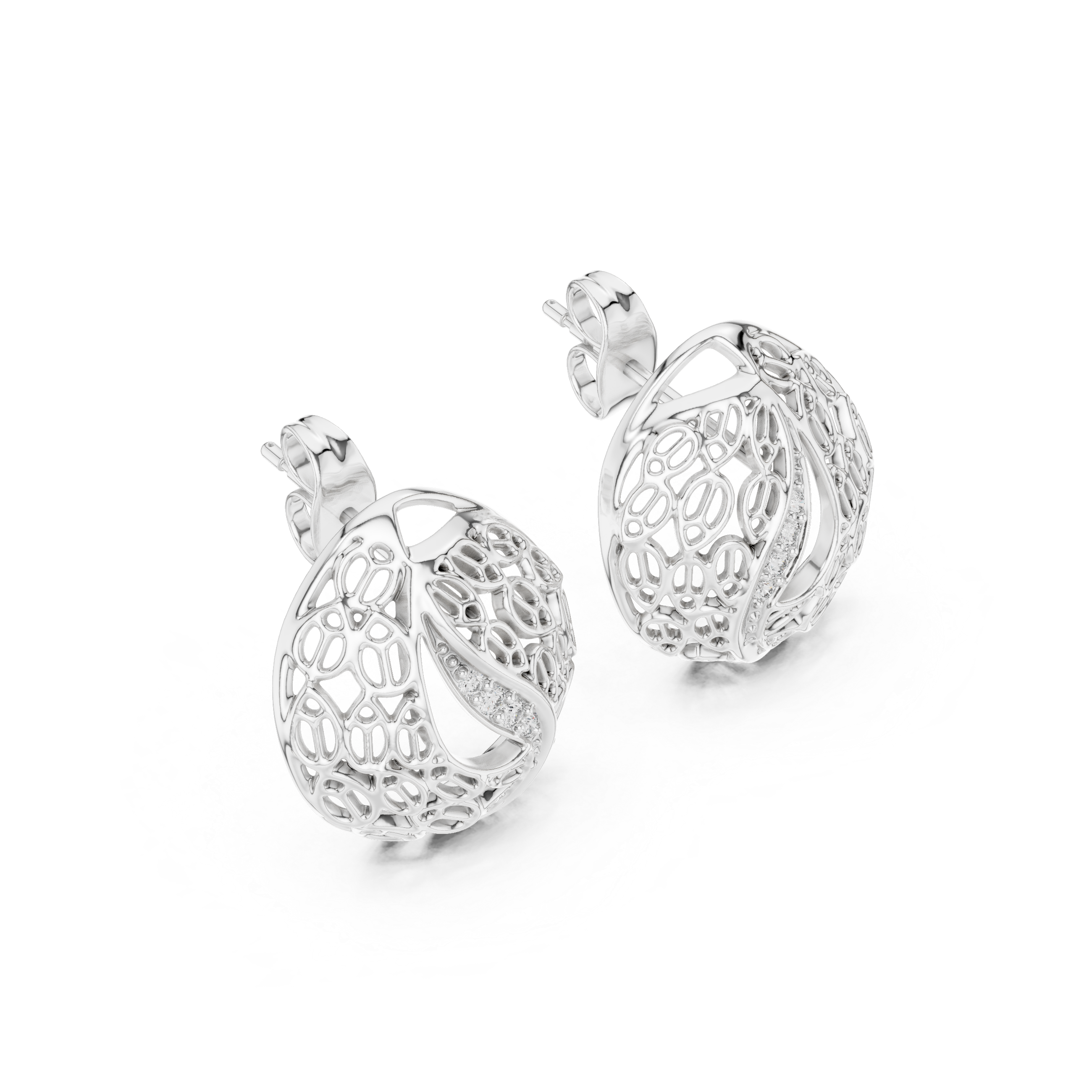 Vintage Openwork Filigree Dome Stud Earrings