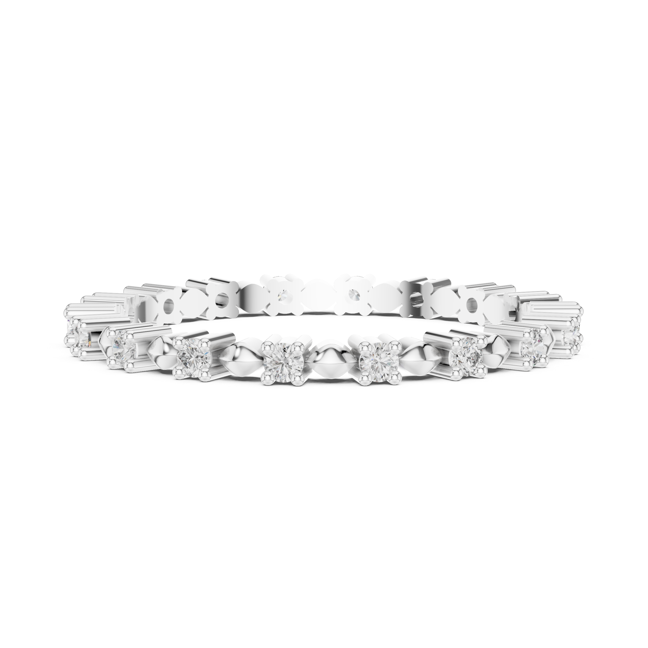 Alternating Marquis Bead & Collet Eternity Band