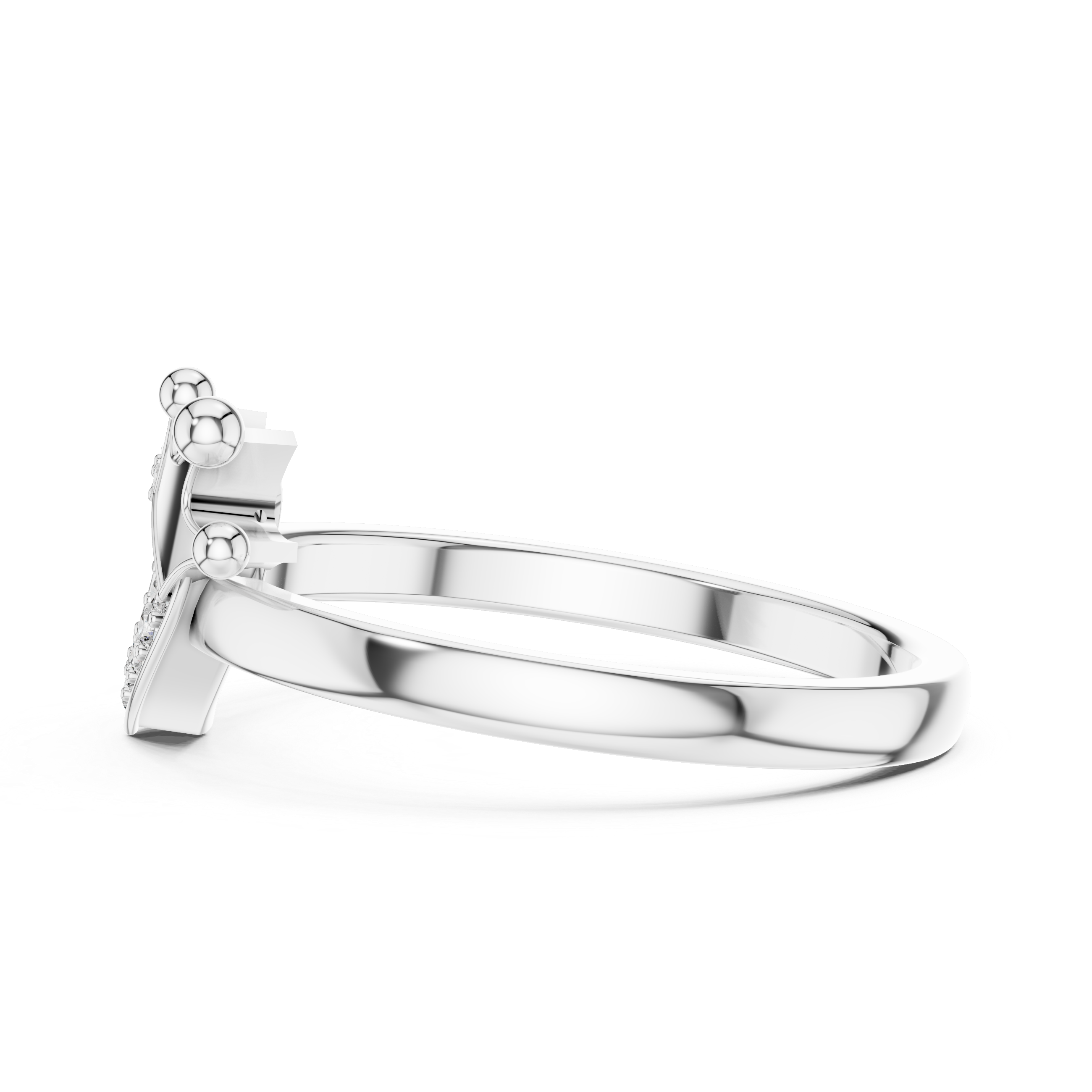 Royal Heart Crown Ring | Tiara Silhouette Bypass Ring