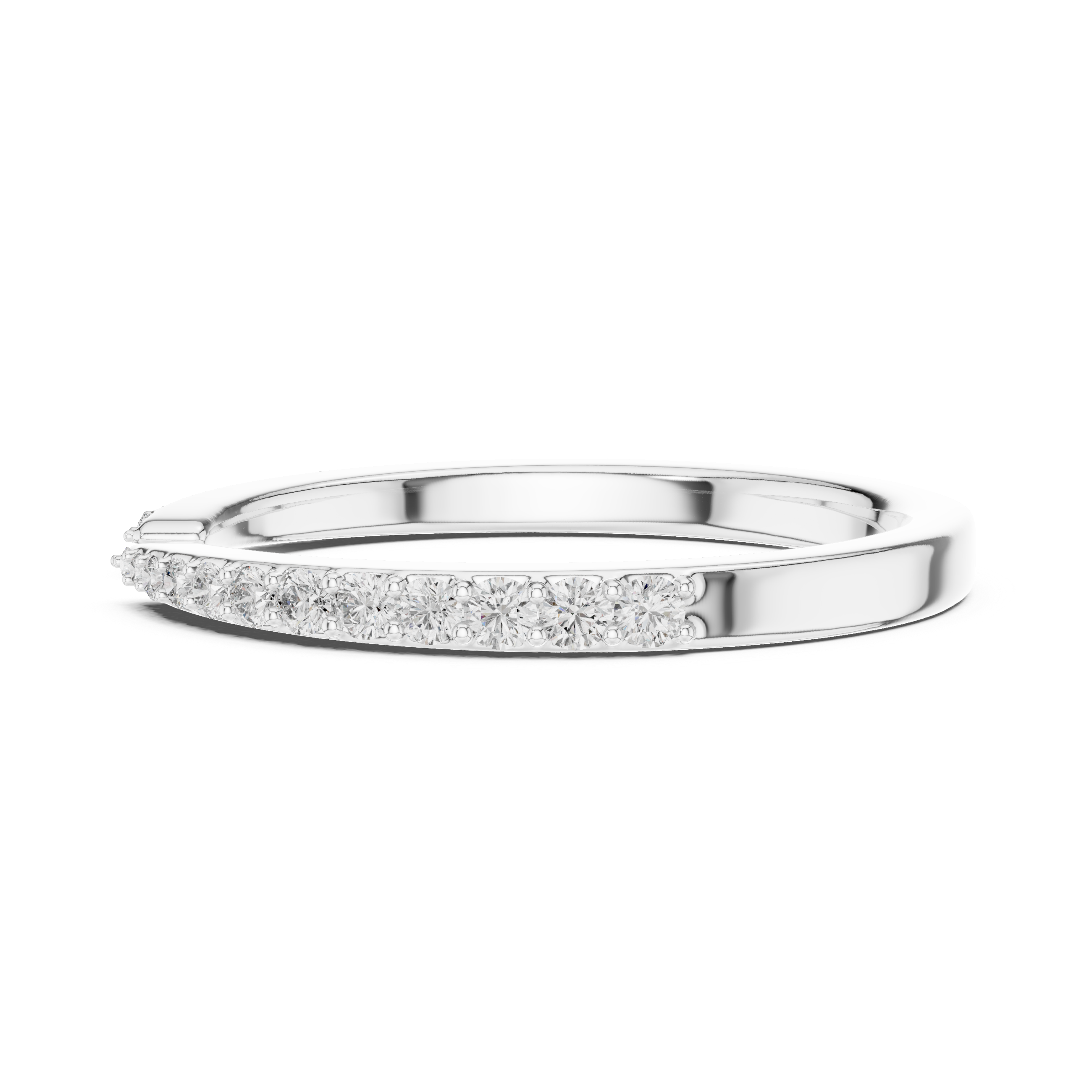 Floating Pave Split Stacking Ring - Open Cuff Diamond