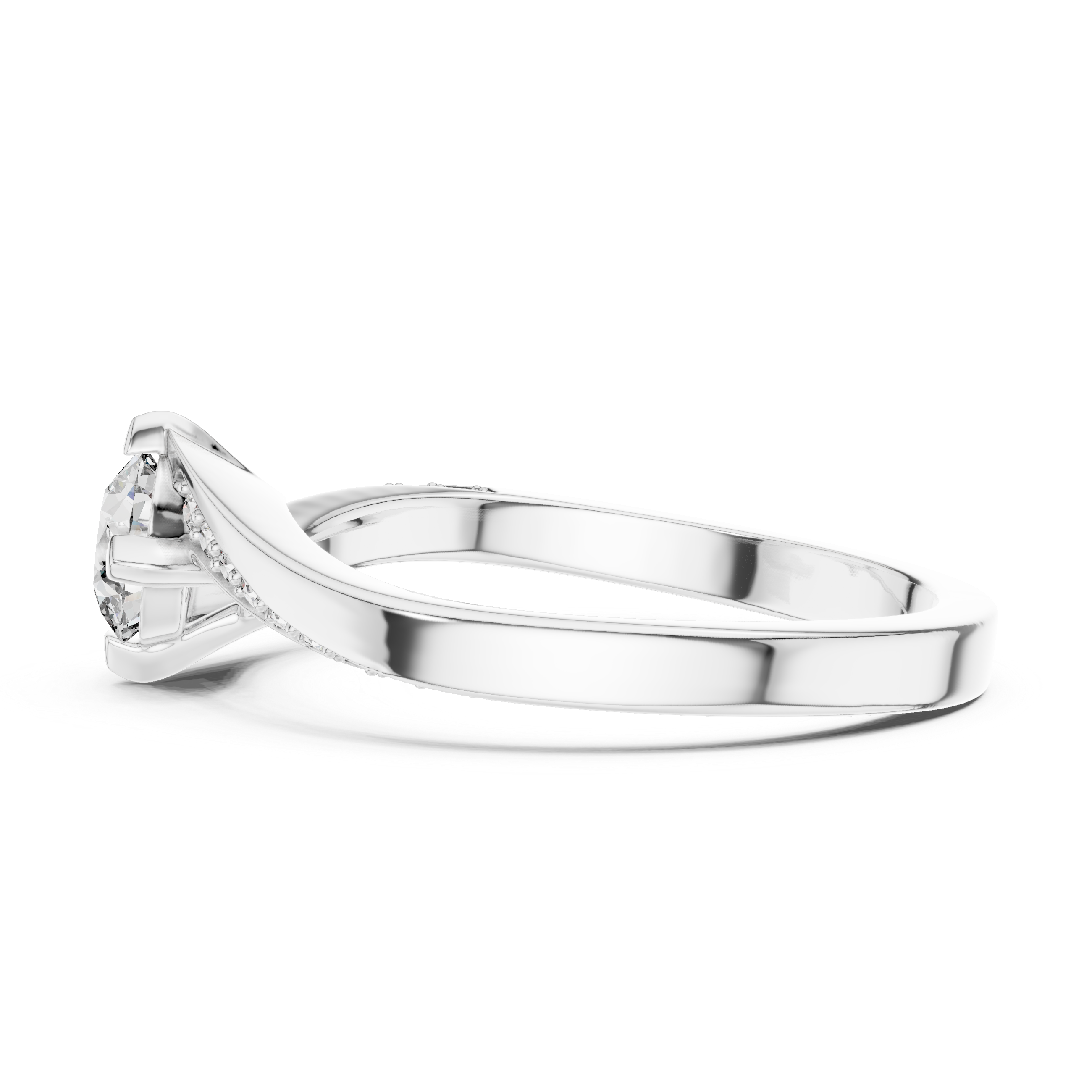 Round Brilliant Twisted Bypass Solitaire Ring
