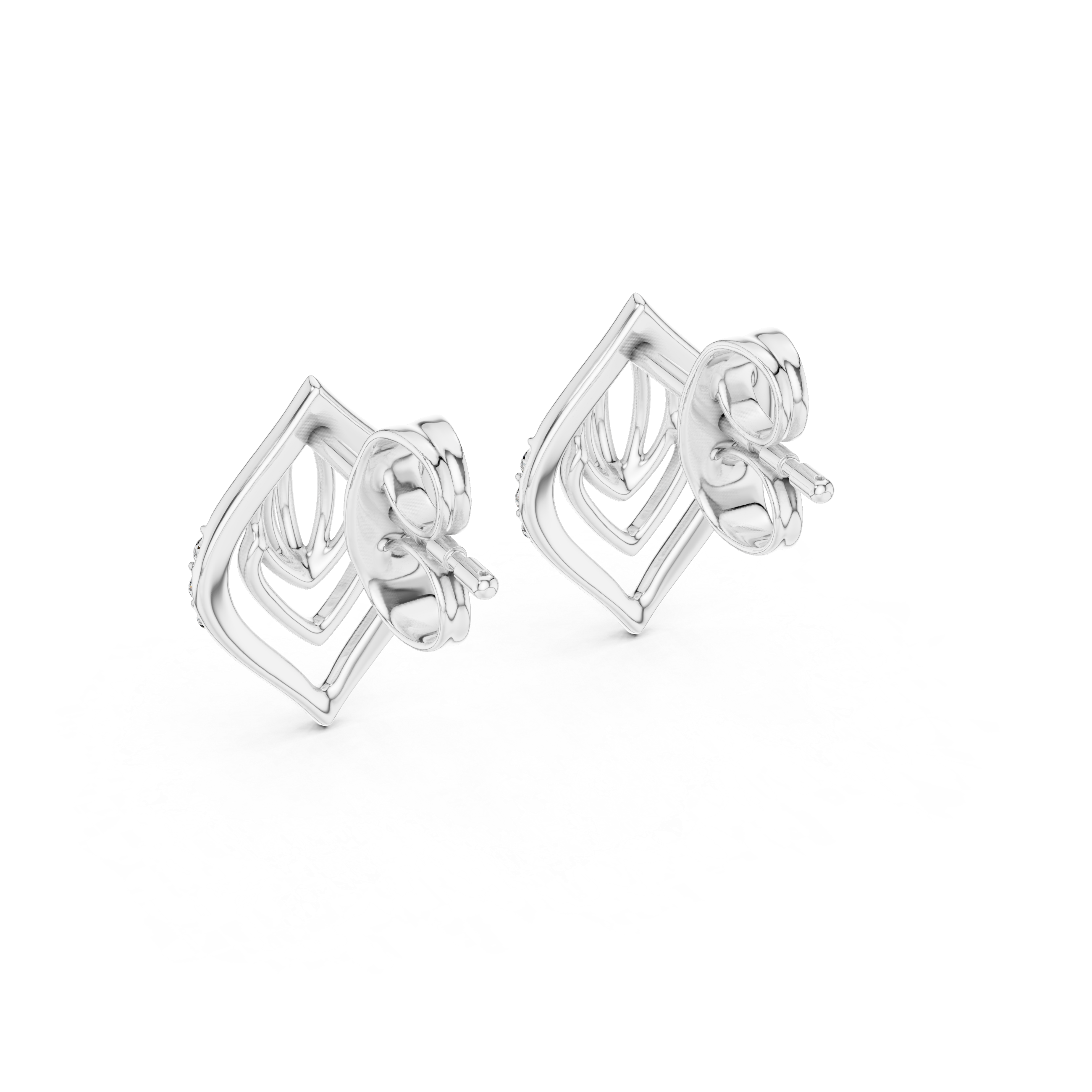 Architectural Leaf Chevron Stud Earrings