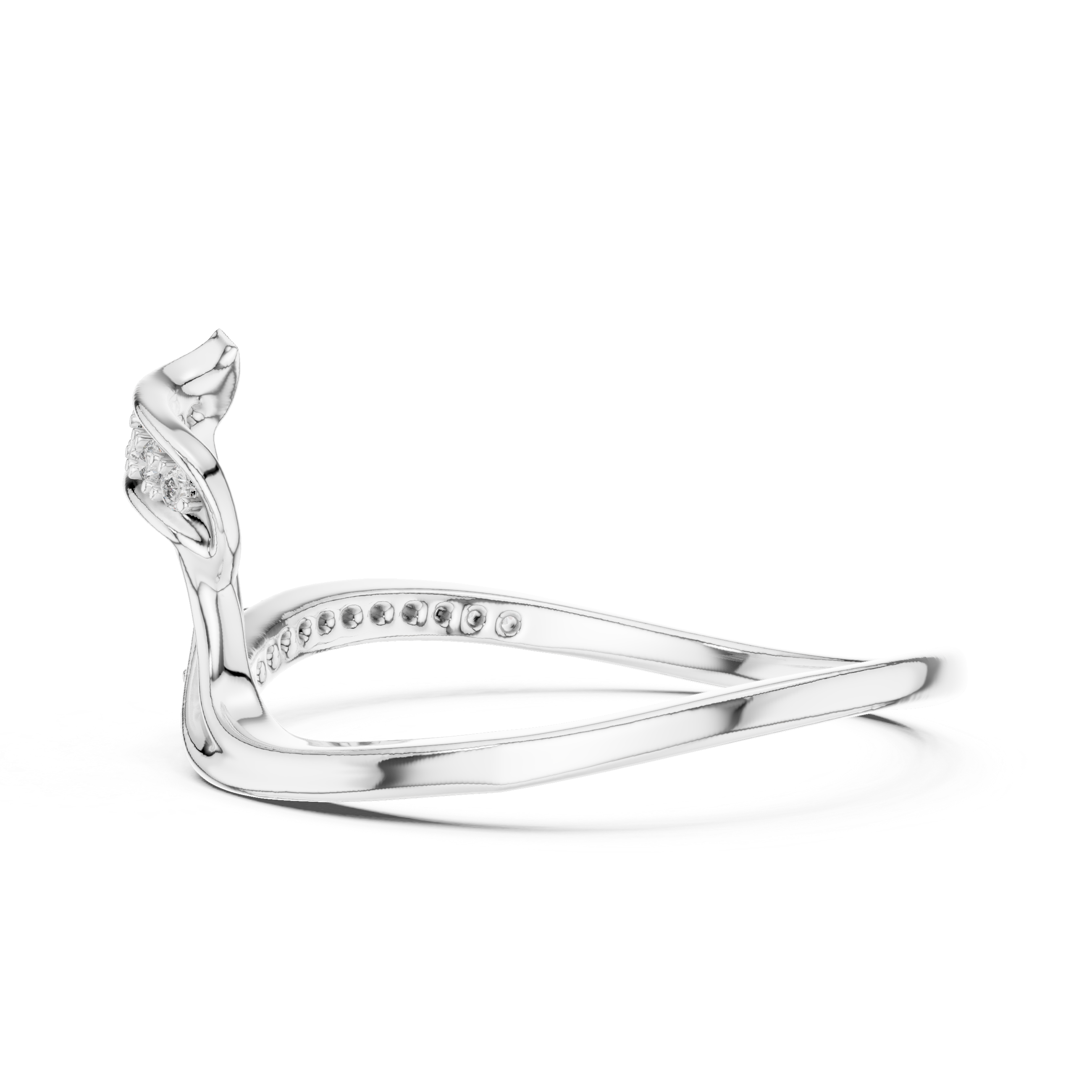 Abstract Wave Floating Diamond Bypass Ring