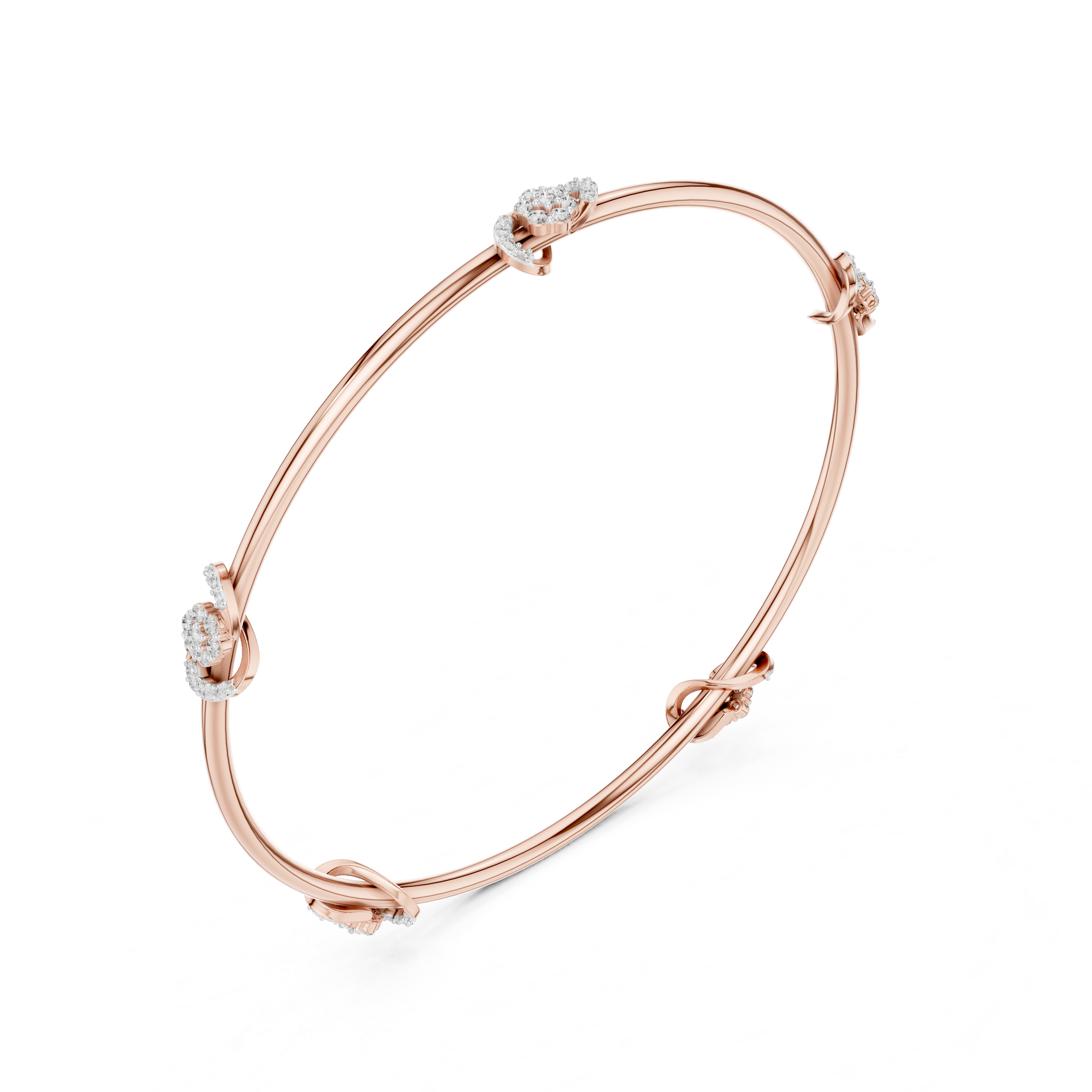 Multi-Station Diamond Flower Knot Station Bangle