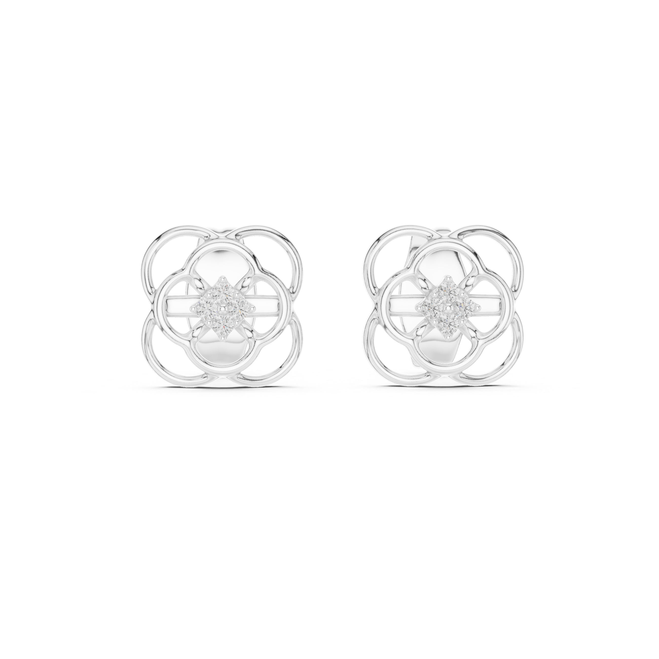 Floral Clover Stud Earrings