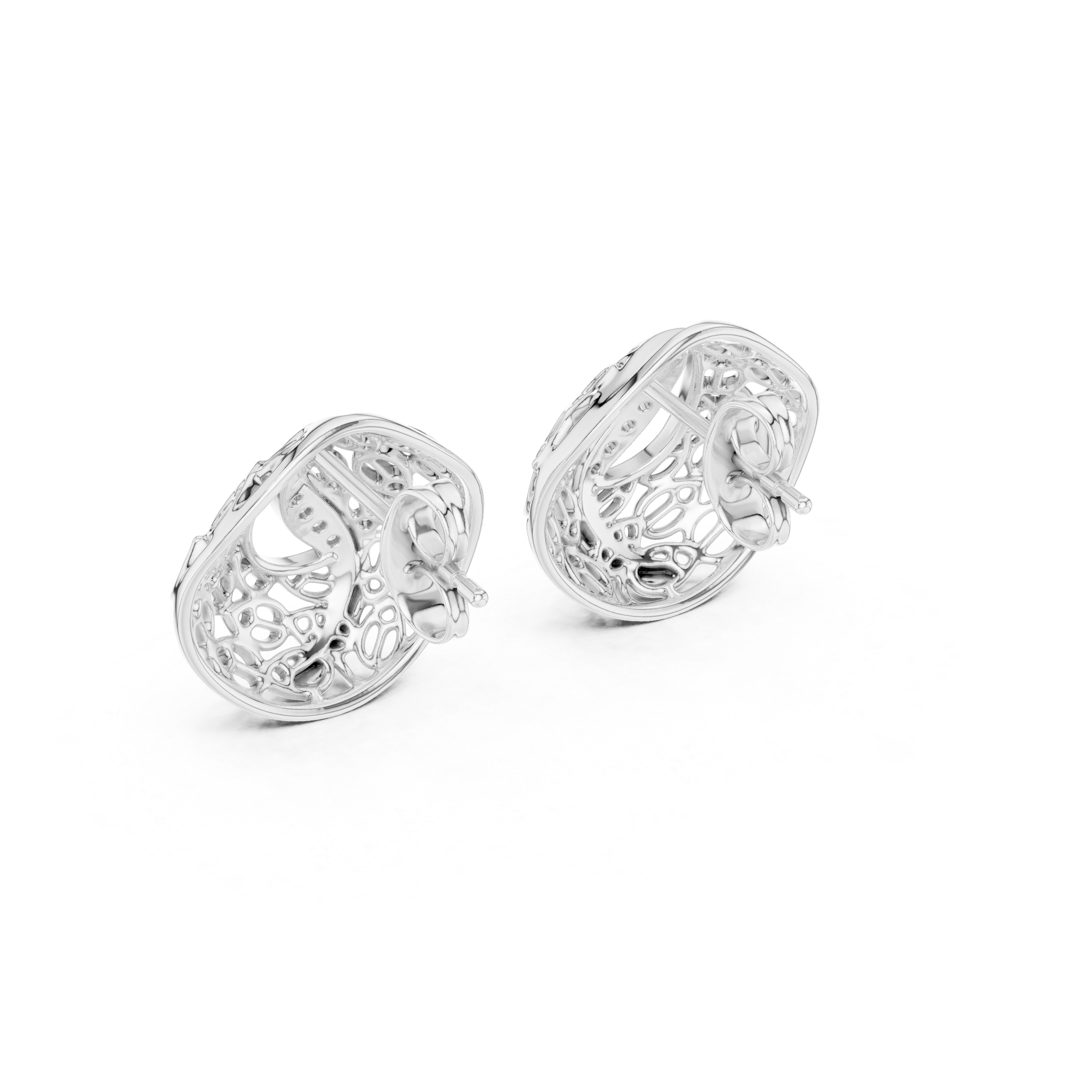 Vintage Openwork Filigree Dome Stud Earrings