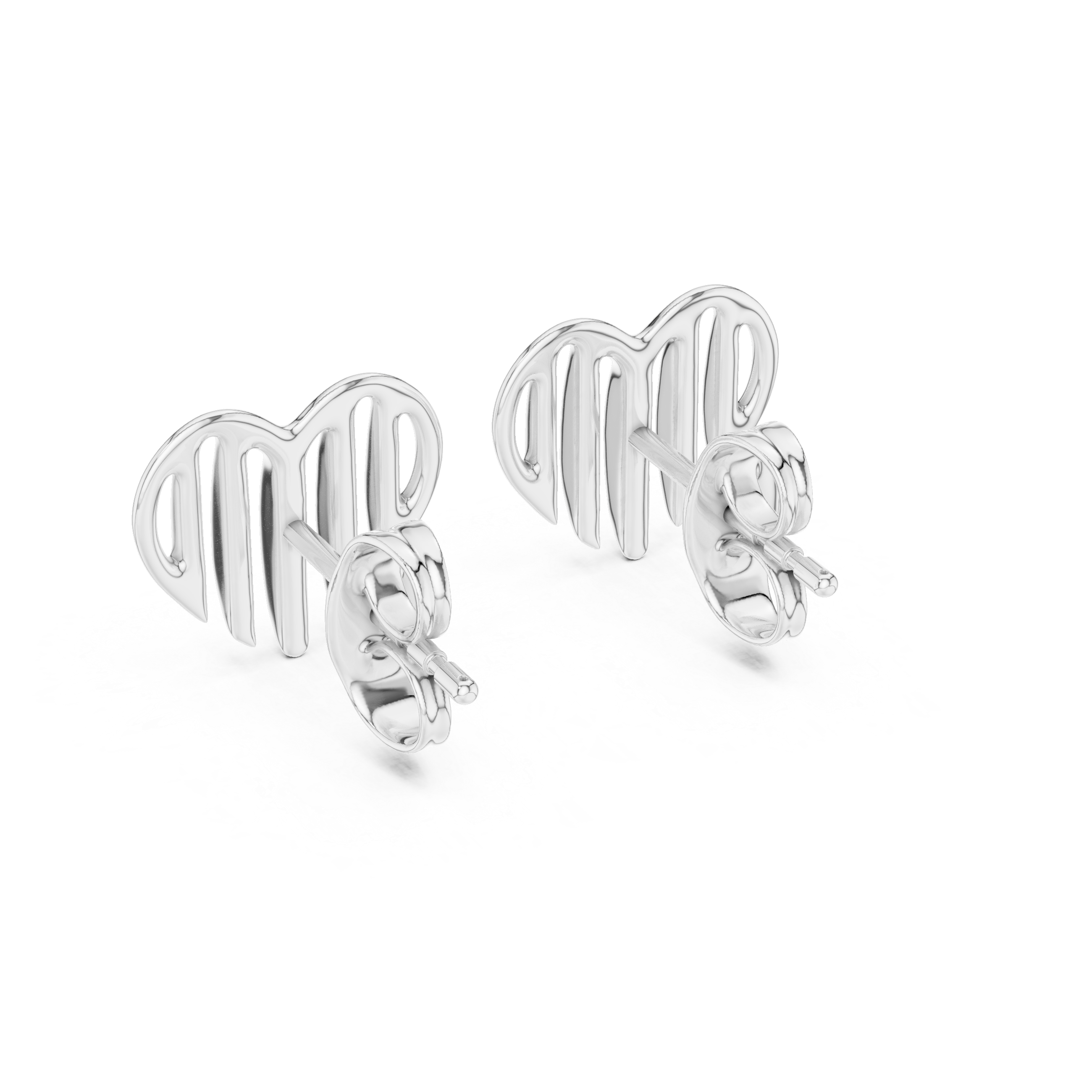 Minimalist Openwork Ribbed Heart Stud Earrings