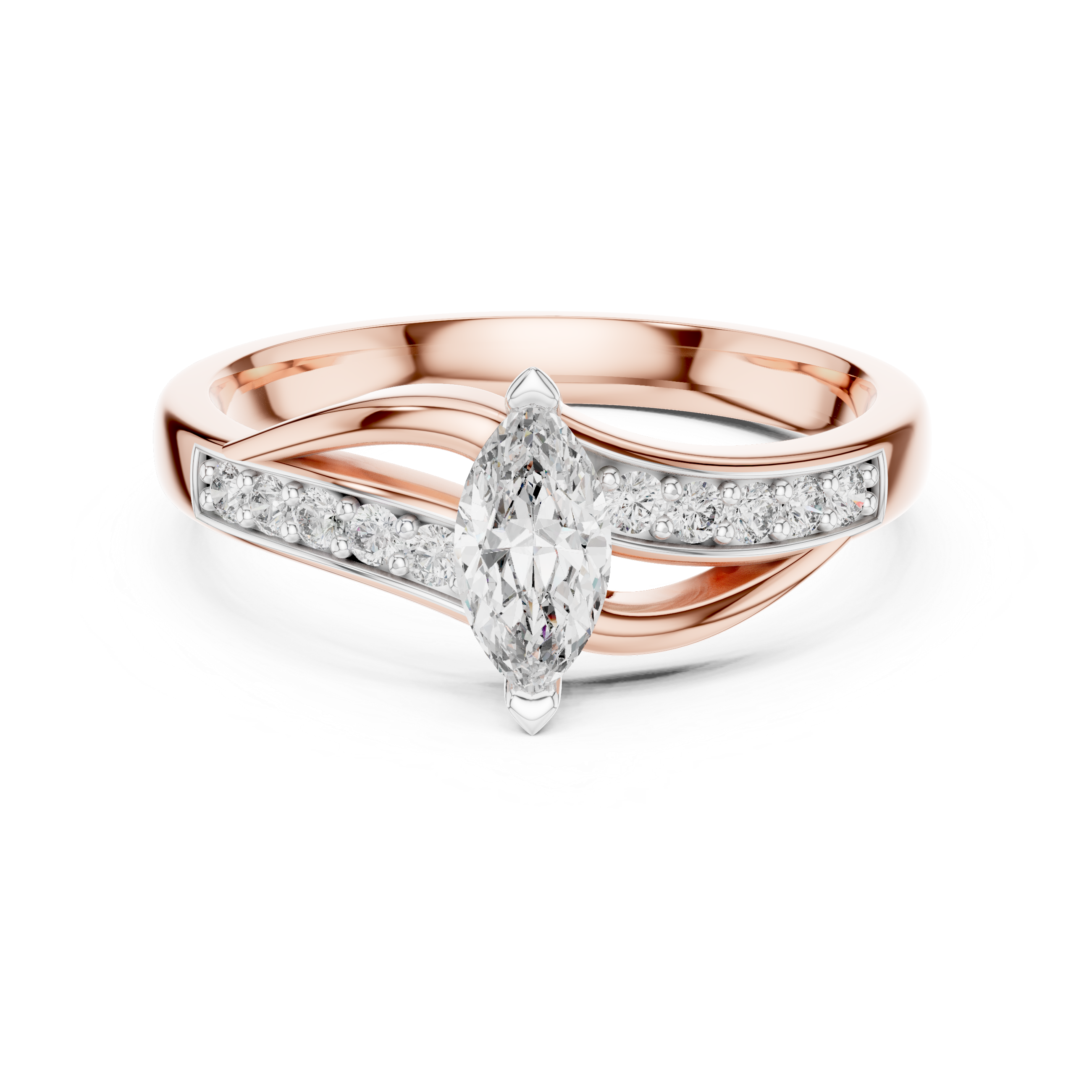 Marquise Cut Diamond Bypass Sweep Ring