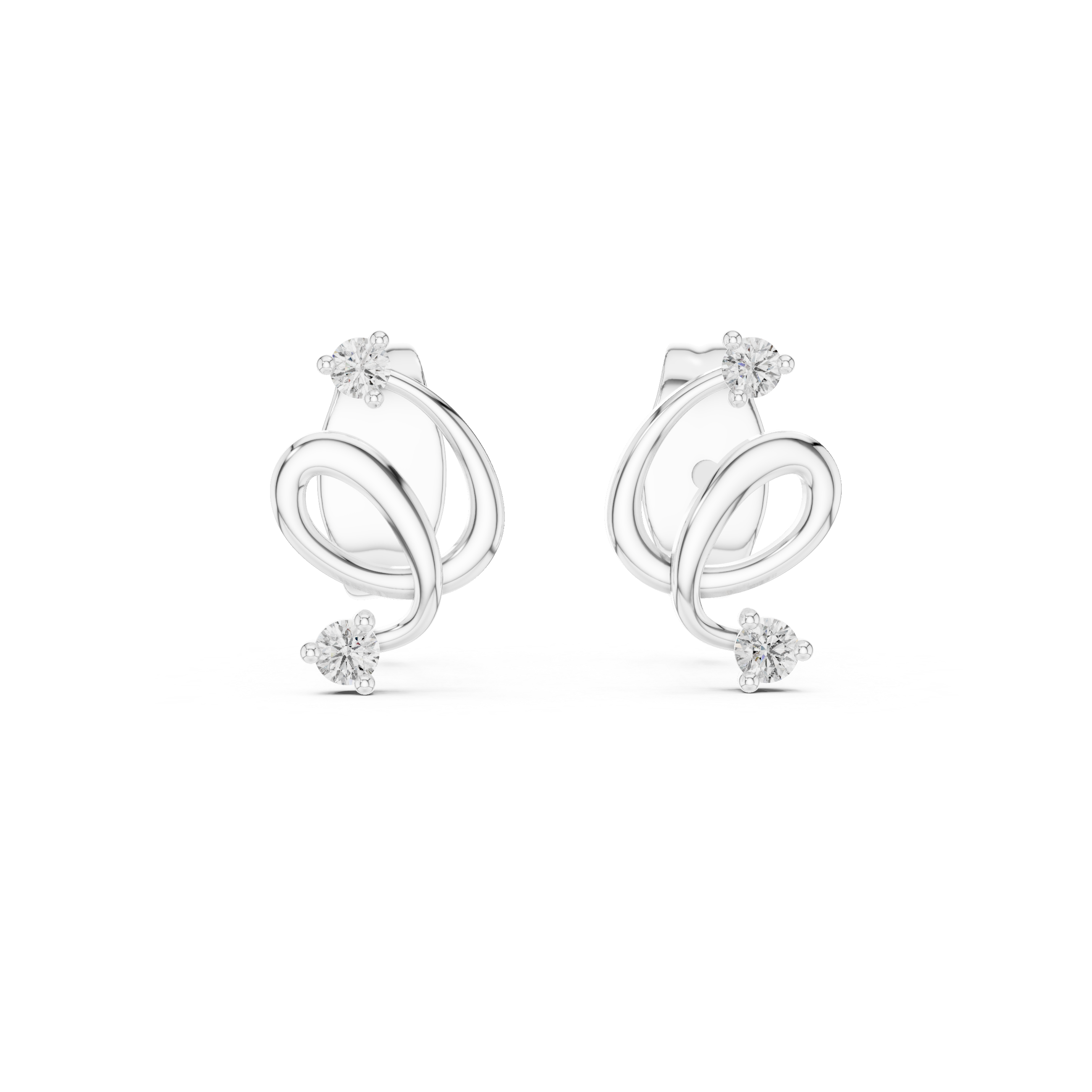 Elegant Spiral Ribbon Stud Earrings