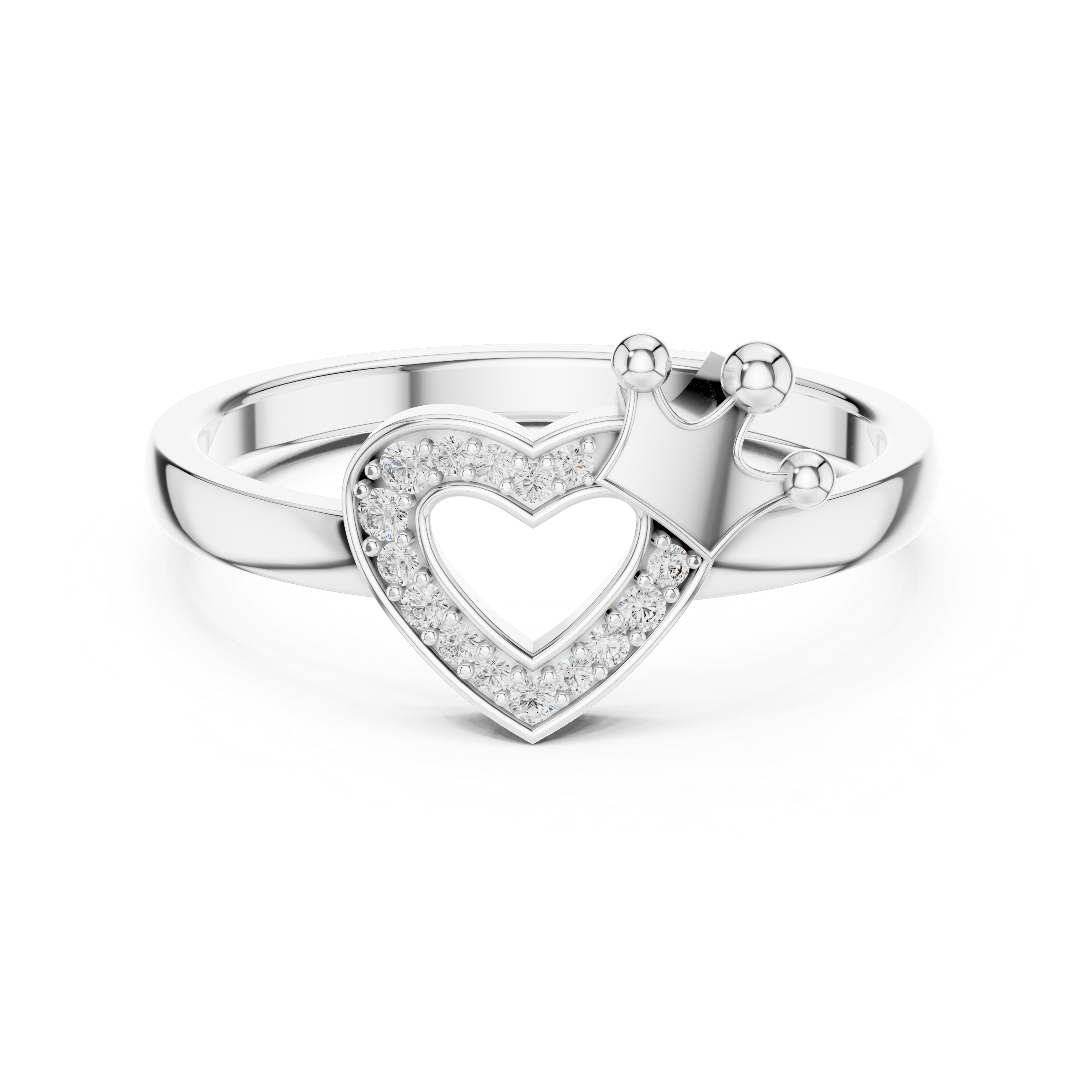 Royal Heart Crown Ring | Tiara Silhouette Bypass Ring