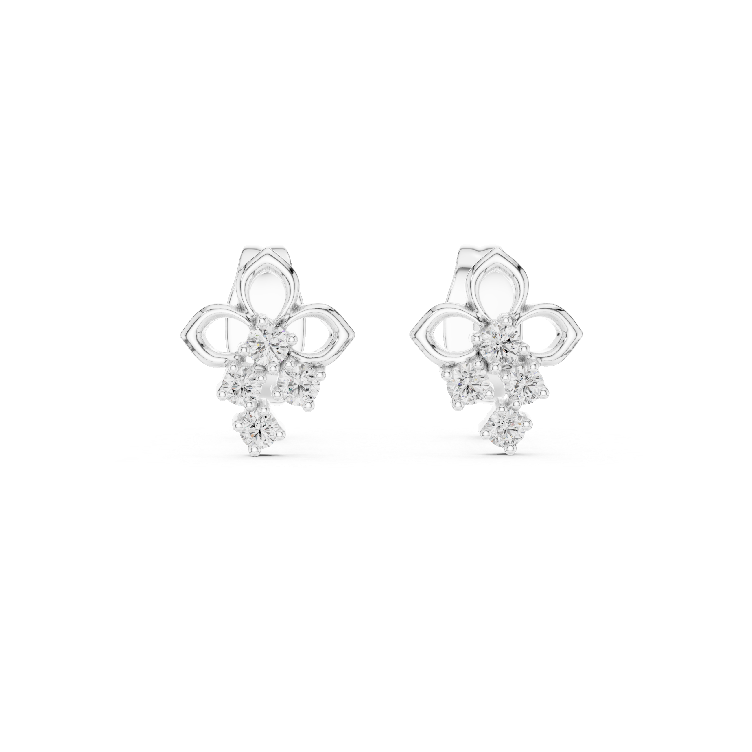 Fleur-de-Lis Cluster Stud Earrings
