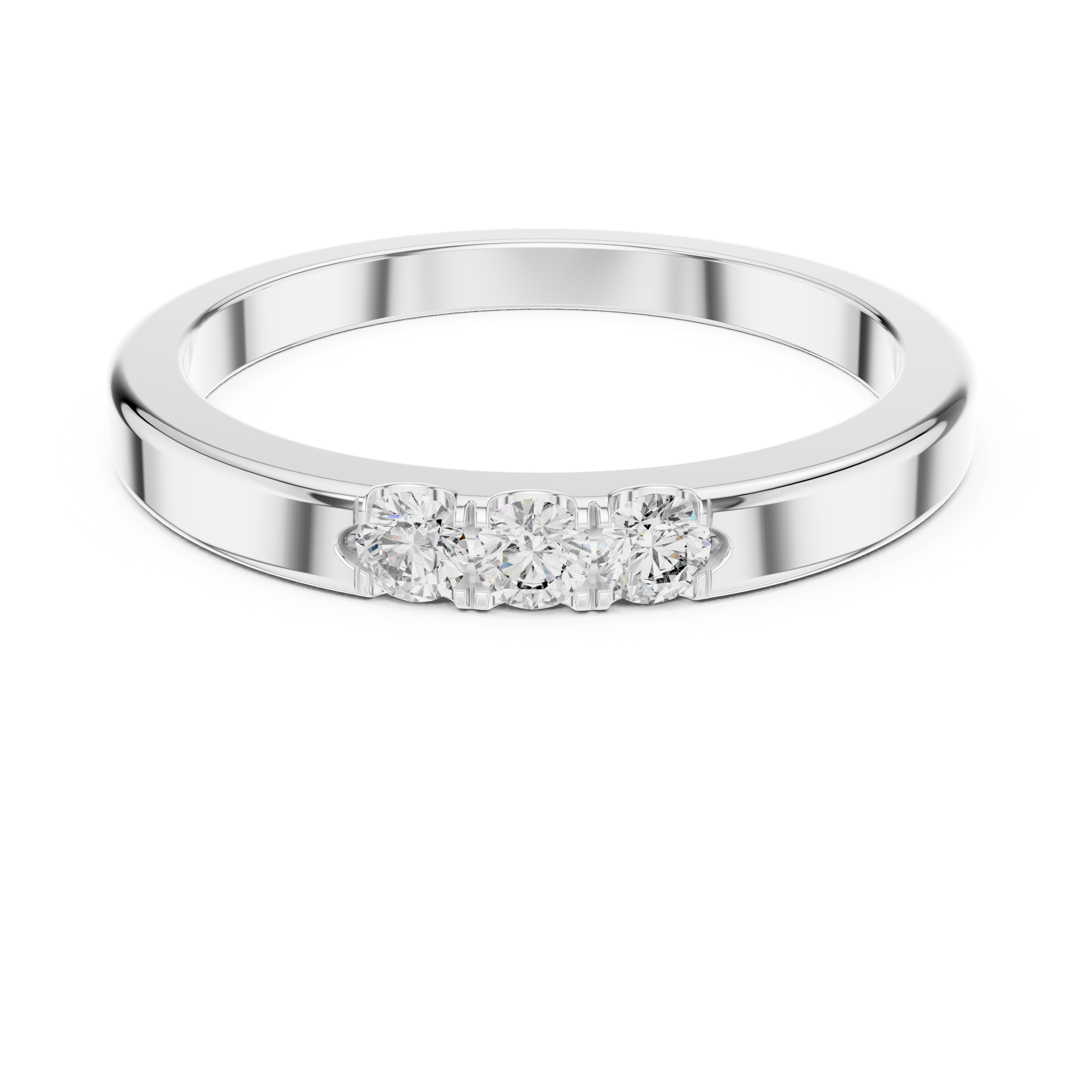 Trilogy Shared-Prong Ring - Three-Stone Diamond Band