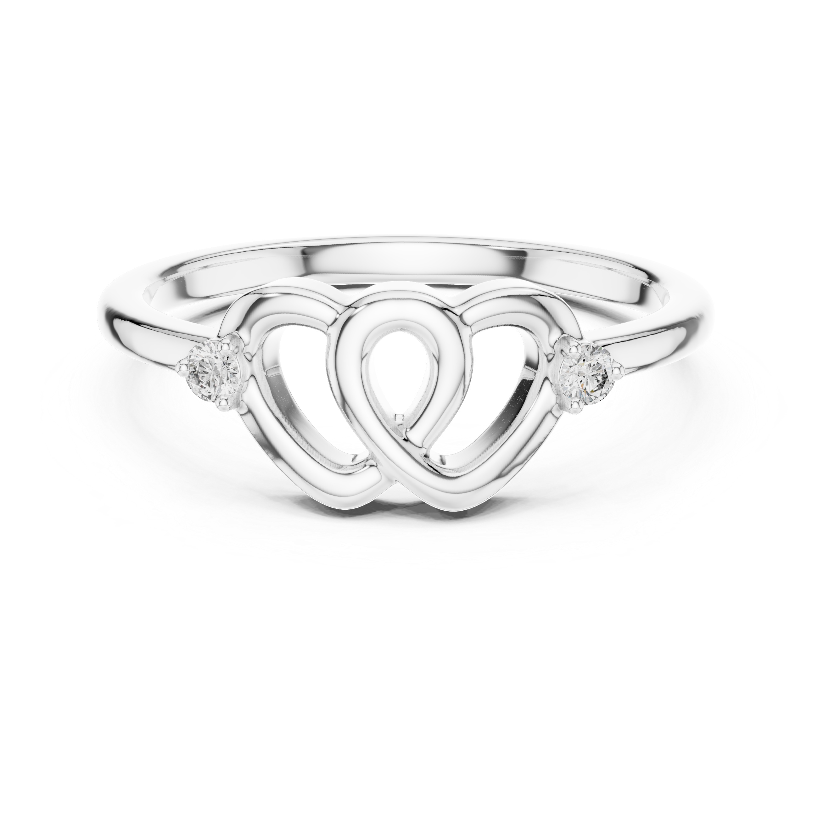 Interlocking Twin Heart Diamond Ring