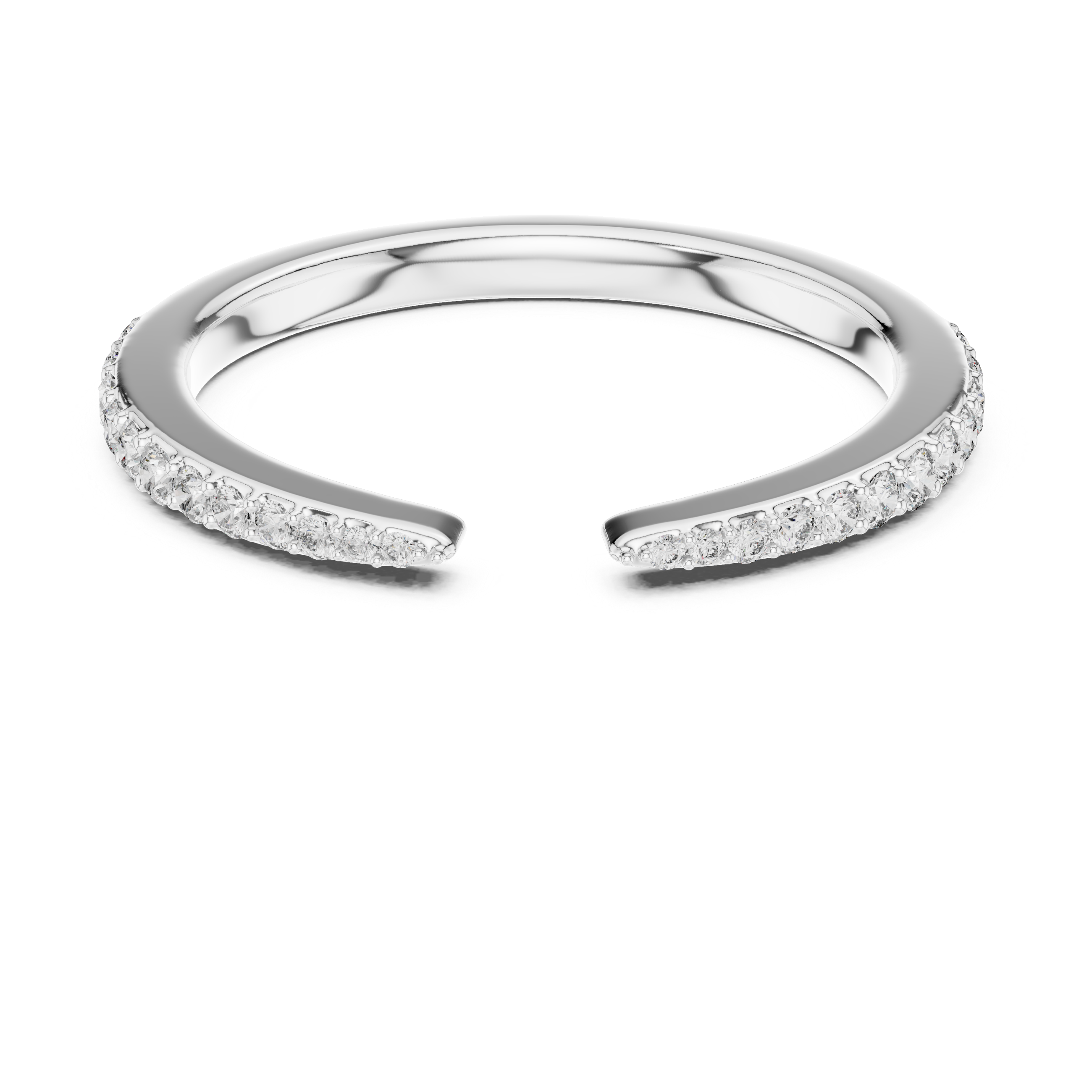 Floating Pave Split Stacking Ring - Open Cuff Diamond