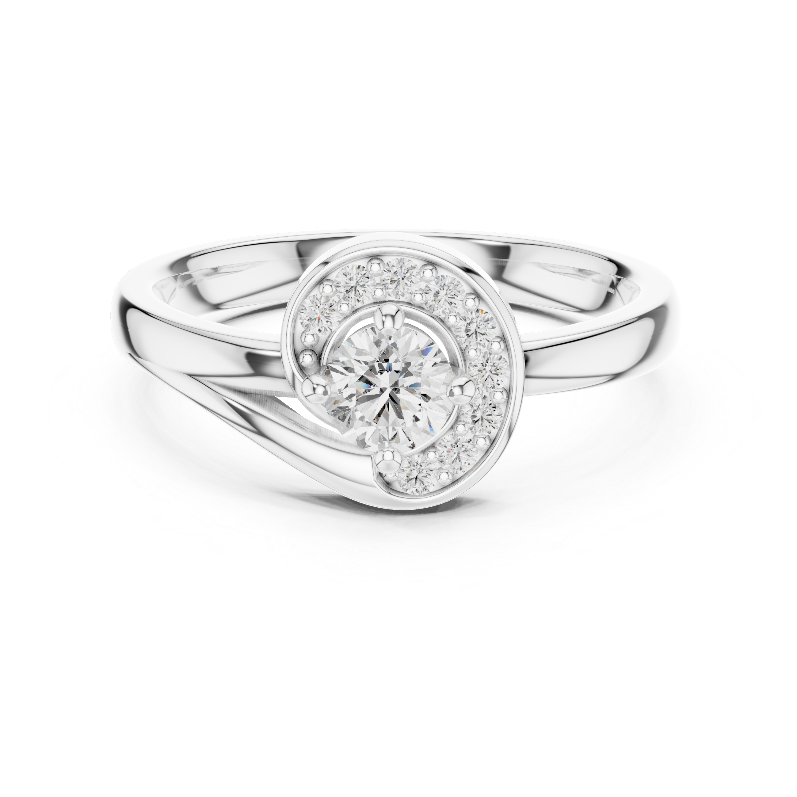 Aura Spiral Bypass Round Cut Diamond Ring