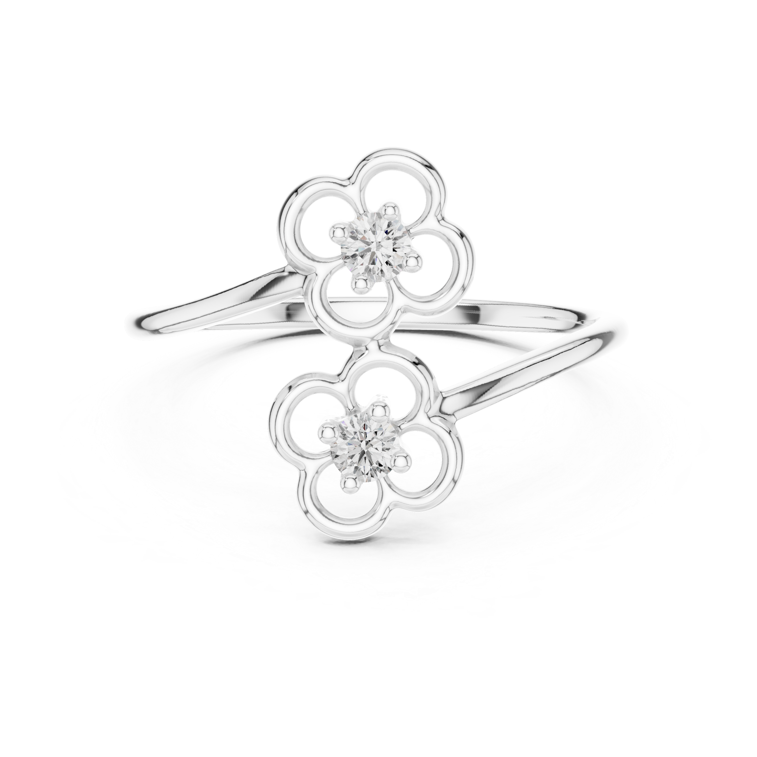 Toi et Moi Floral Open Bypass Ring