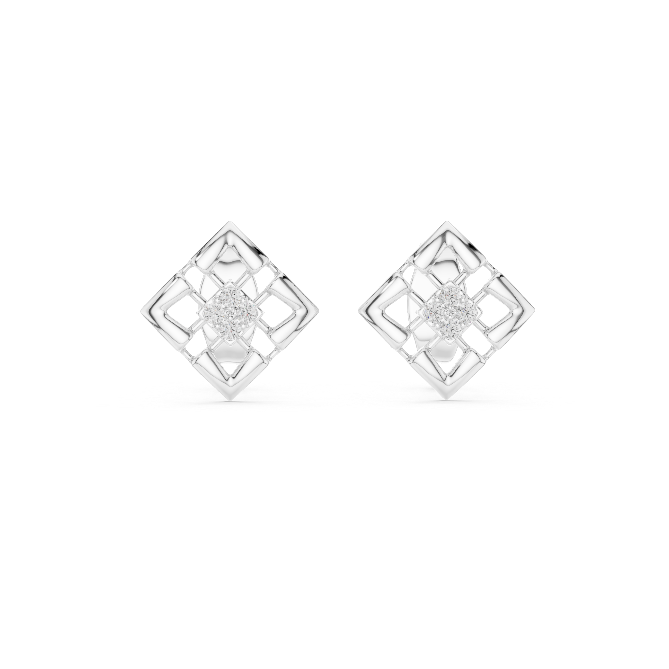 Geometric Lattice Square Stud Earrings
