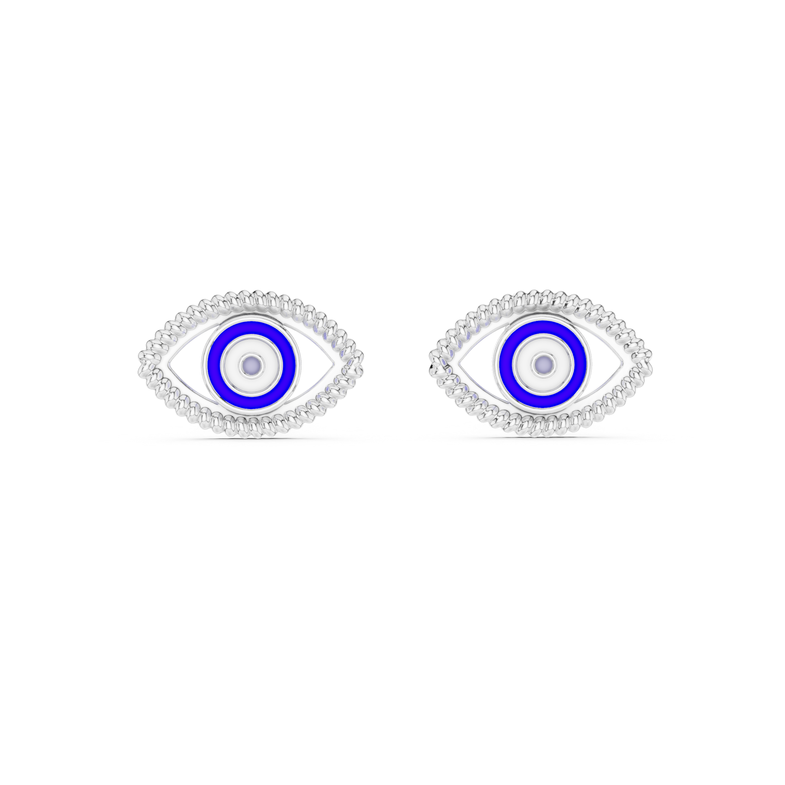 Greek Evil Eye Mediterranean Blue Enamel Stud Earrings