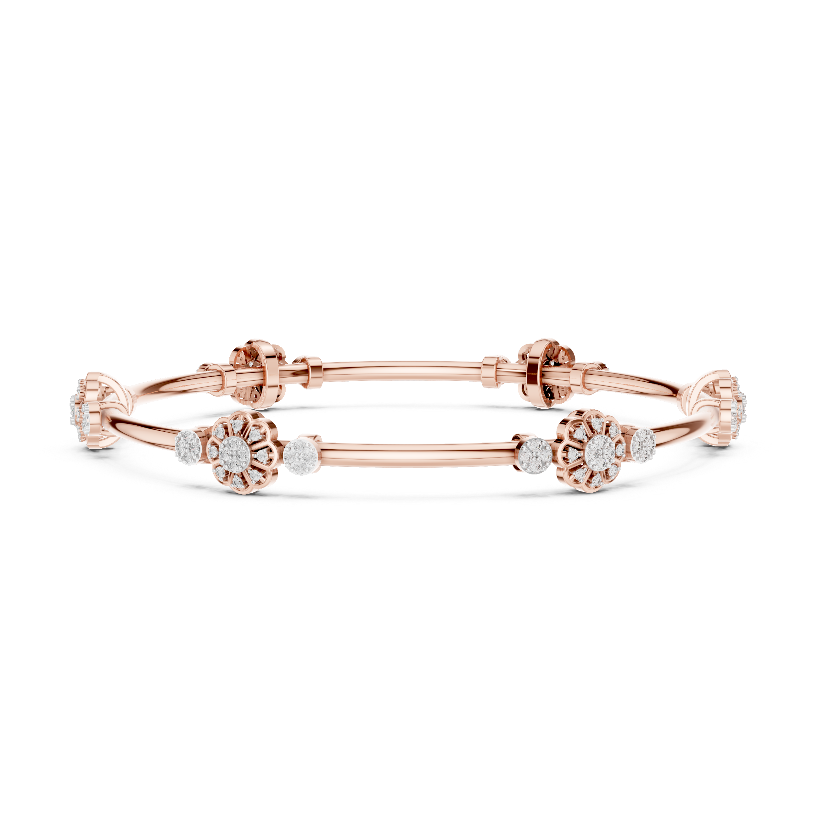 Blossoming Aura Diamond Floral Bangle Bracelet