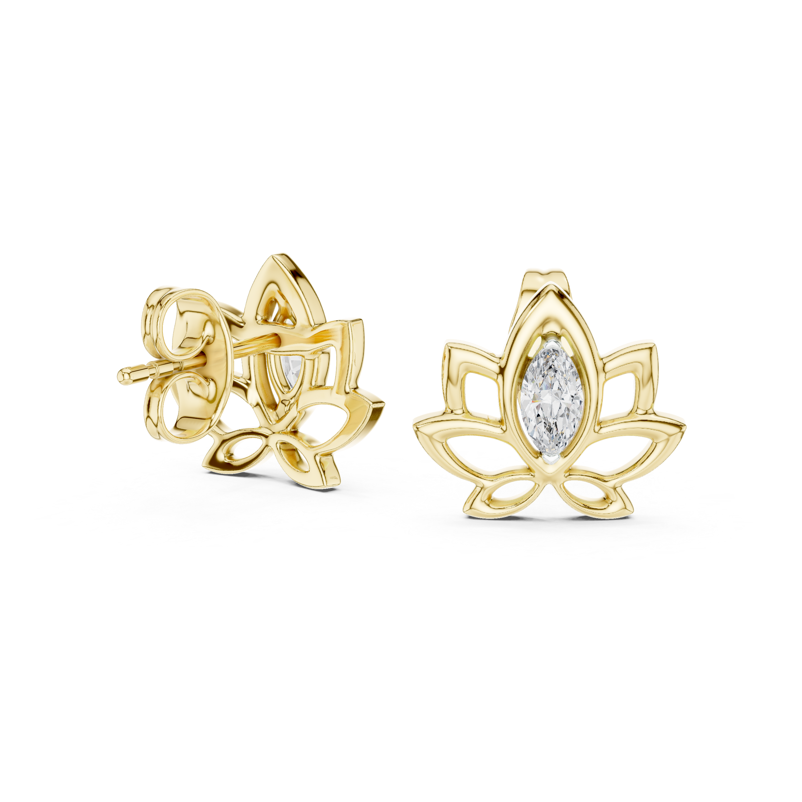Elegant Lotus Marquise Stud Earrings