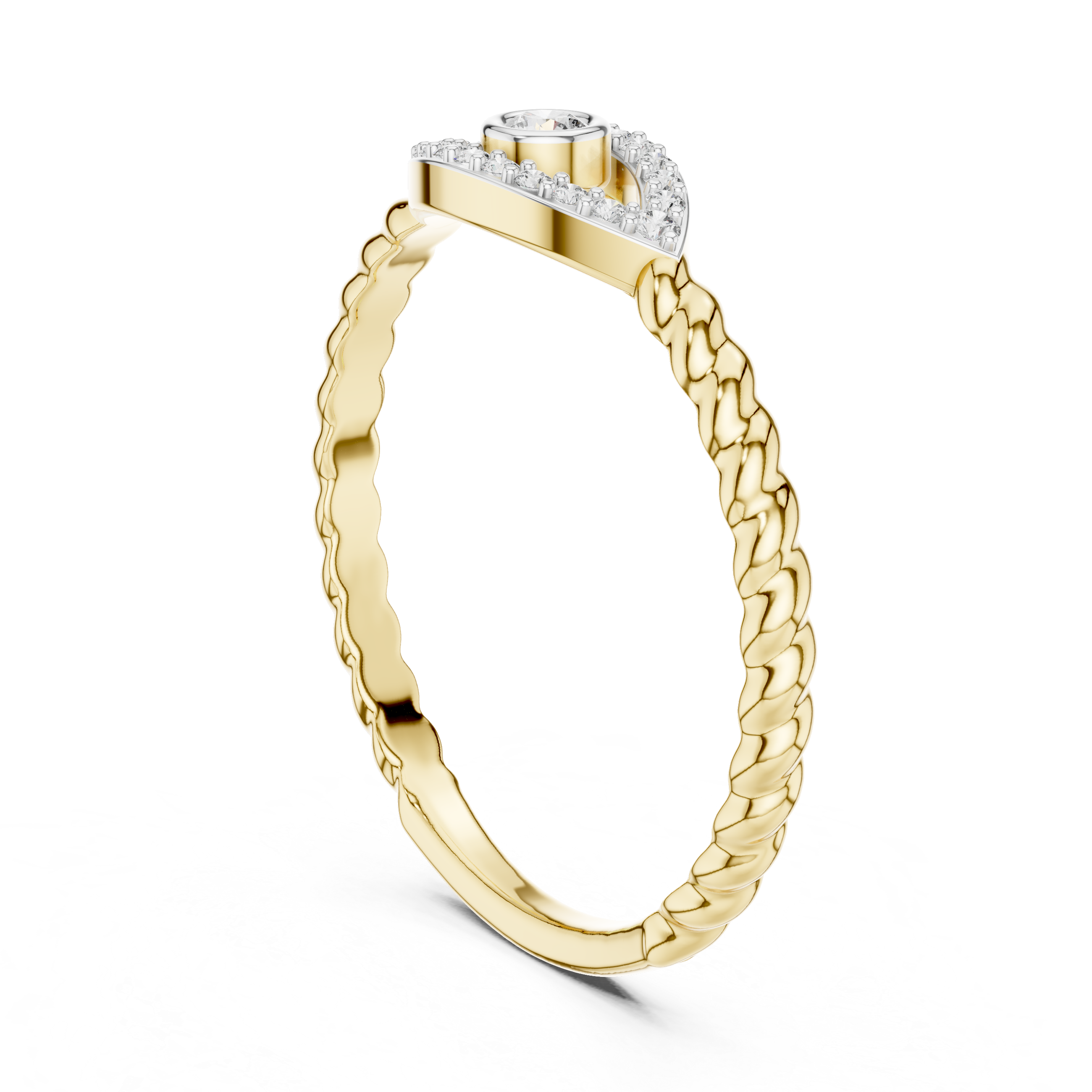 Evil Eye Cable Band - Bezel-Set Protection Silhouette Ring