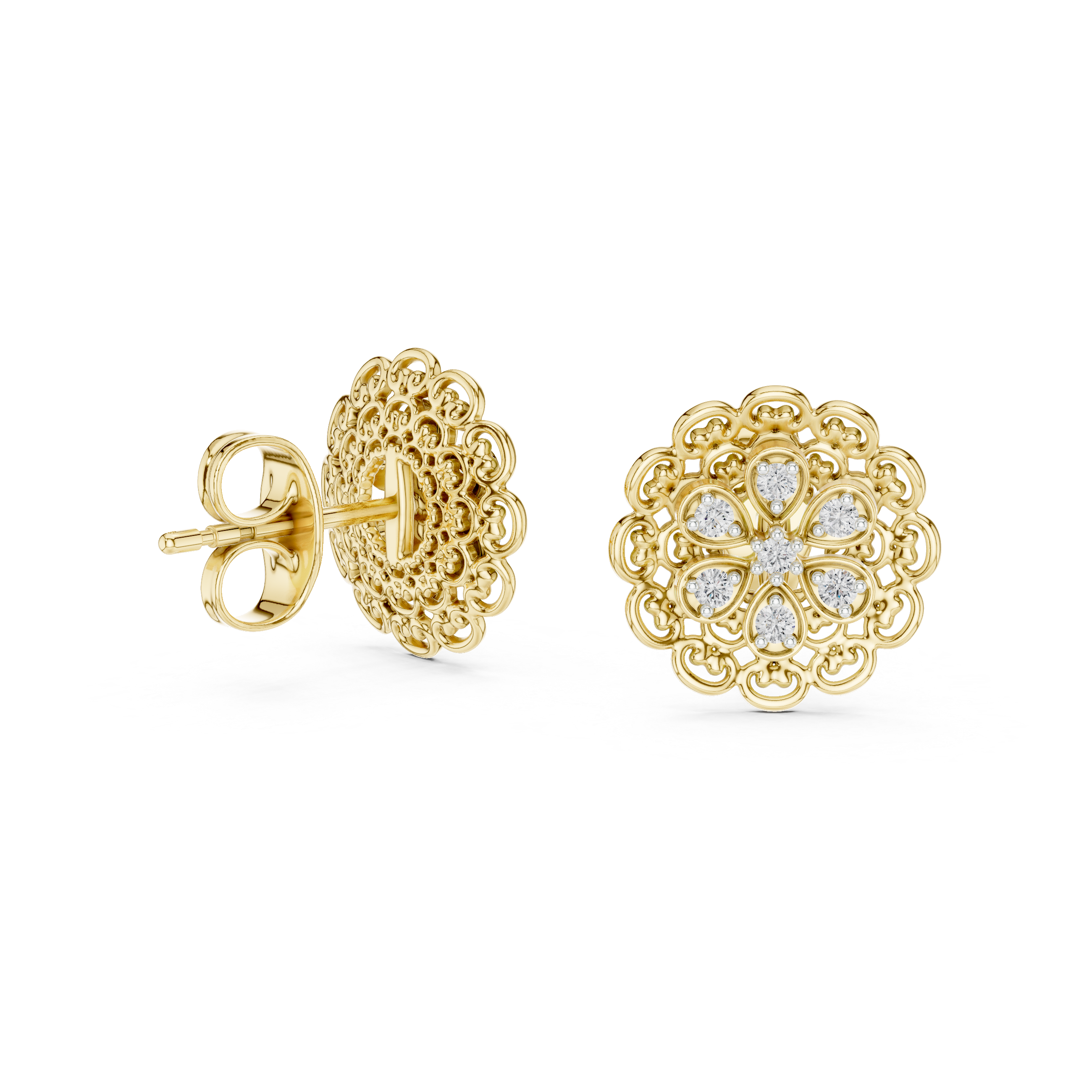 Vintage Filigree Mandala Stud Earrings